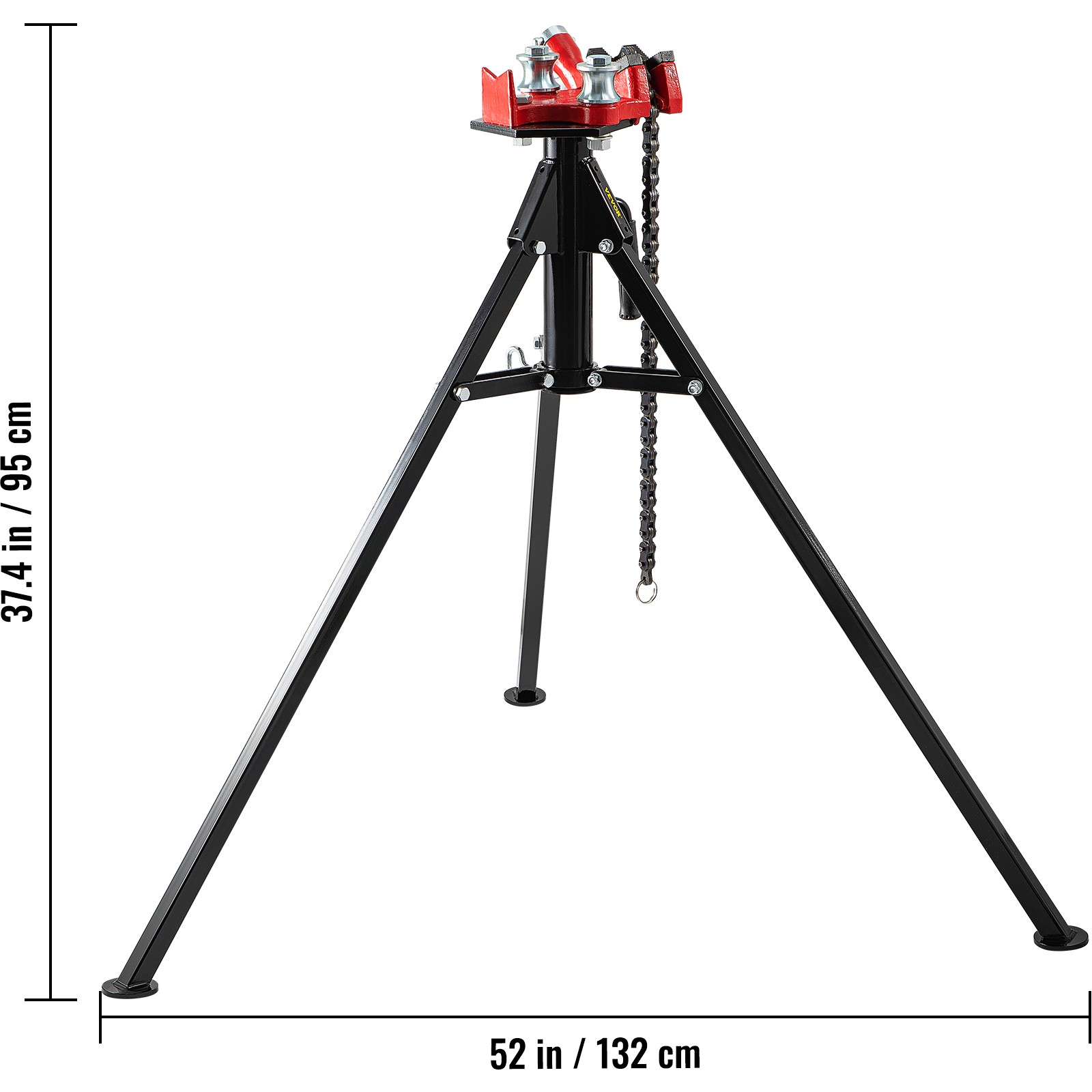 VEVOR Tripod Pipe Chain Vise 1/8″-5″ Capacity Folding Legs W/ Harden Teeth&Chain
