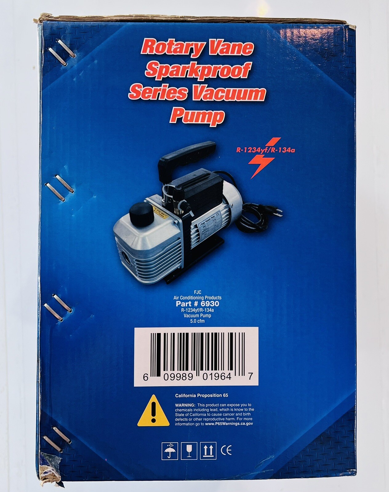 FJC 6930 R-1234YF/R-134A SPARK PROOF 5cfm Two Stage 1/3 Hp Vacuum Pump -CLOSEOUT