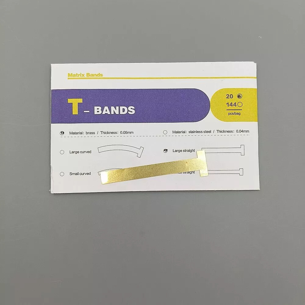 20Pcs/Bag Dental Operatory Straight/Curved Brass Molar 0.05mm T-Band Thick Tooth