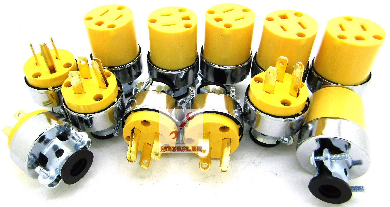 (12-pc) Male & Female Extension Cord Replacement Electrical Plugs 15AMP 125V End
