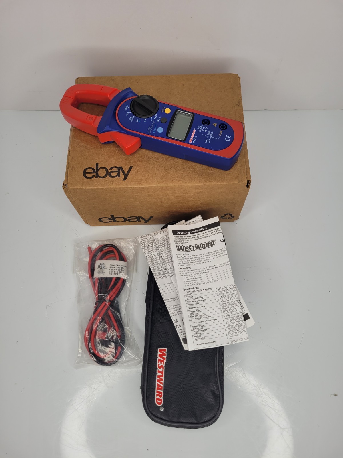 WESTWARD Meter 22xx23 : CAT II 600V/CAT III 300V, Avg, 400 A Max DC Current