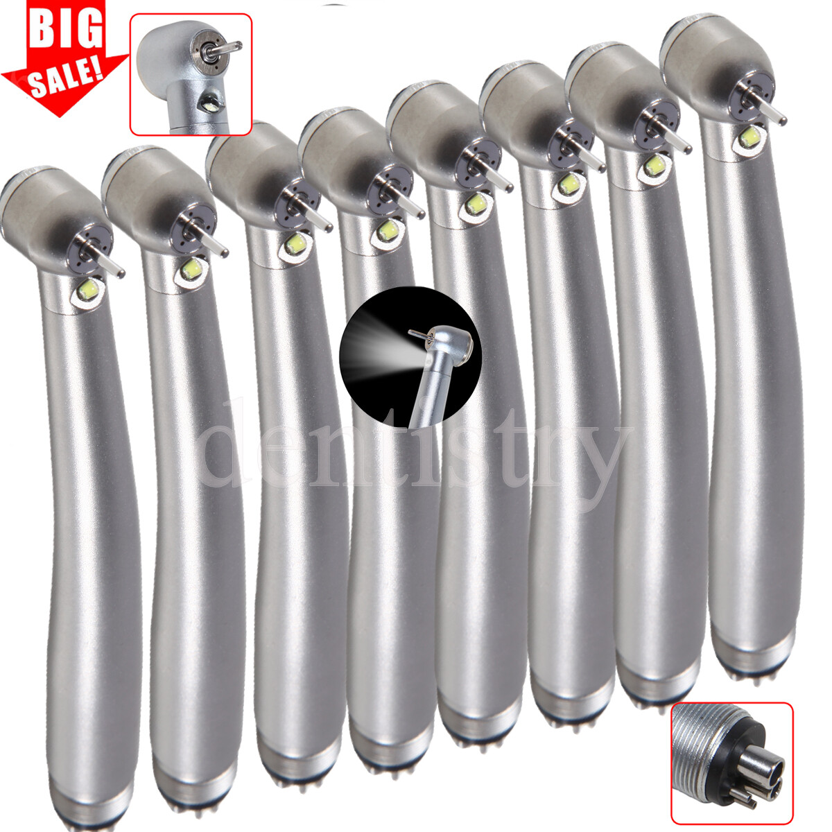Pieza de mano LED turbina alta velocidad fibra óptica dental estilo NSK 4 Holes
