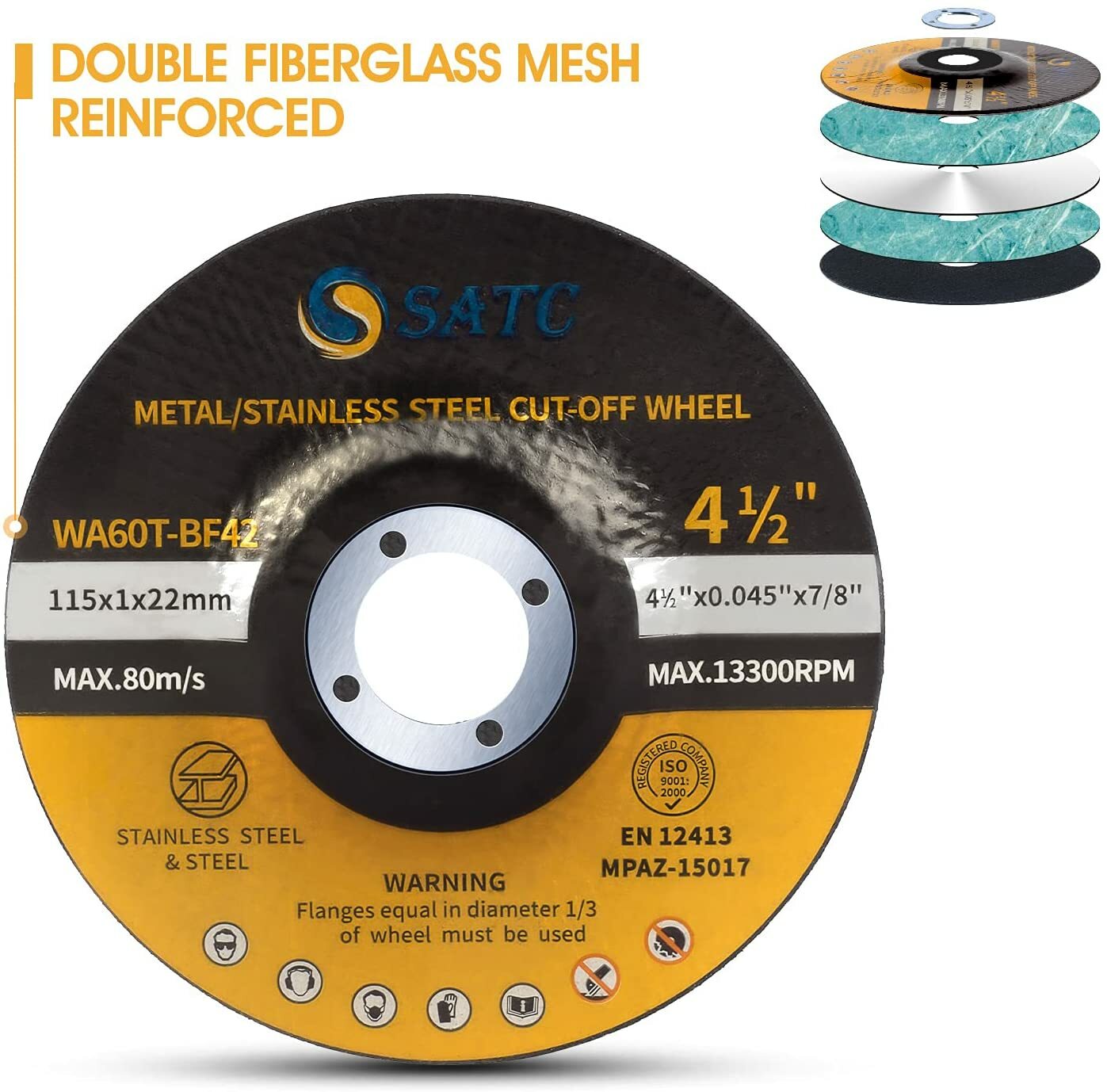 25 Pack 4-1/2″ Cut Off Wheels Depressed Center Angle Grinder Metal Cutting Disc