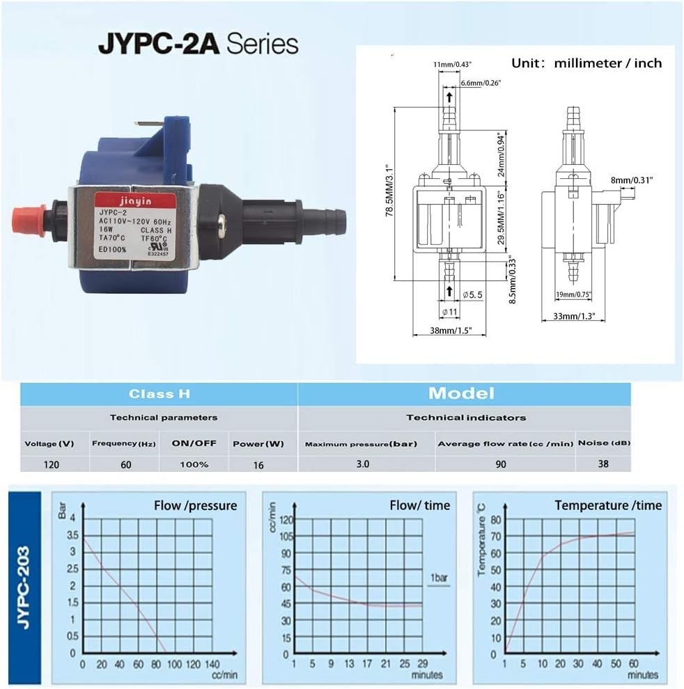 JYPC-2 AC 110V – 120V 60Hz 16W 90cc/min Electromagnetic Solenoid Water Pump f…