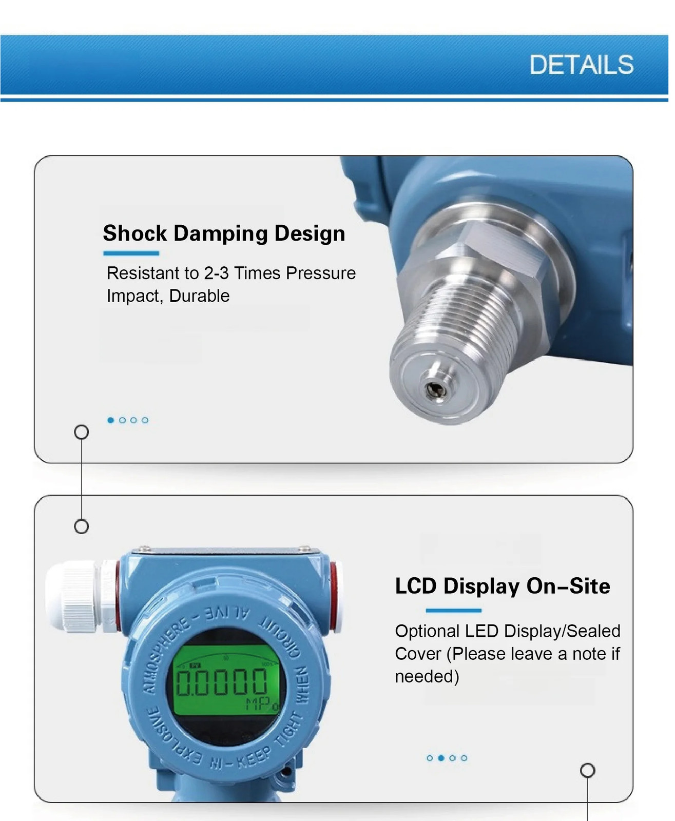 Digital Pressure Transmitter 4-20mA Output SS High Accuracy 0.5% FS YB2088