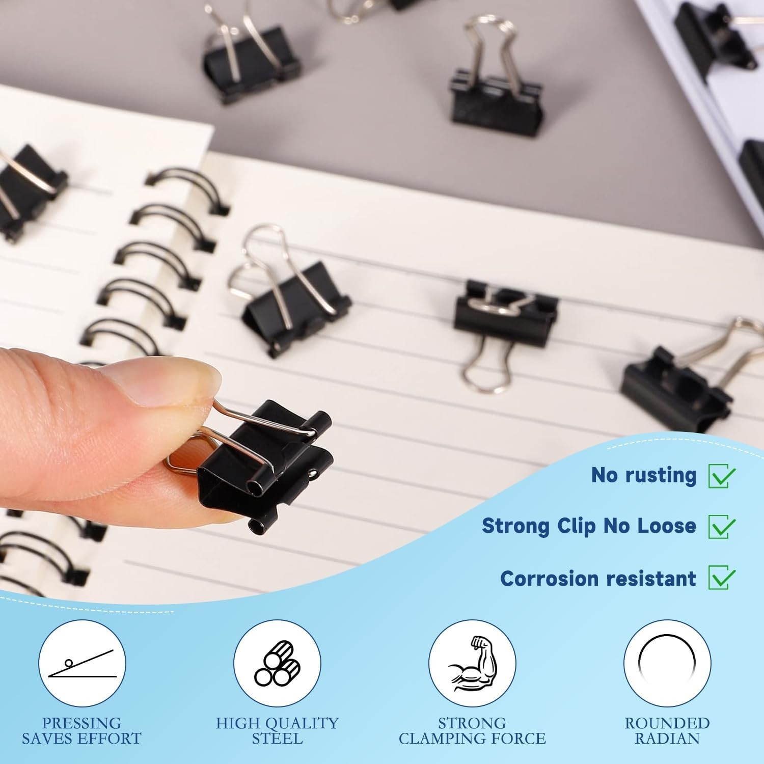 240 Pack Mini Binder Clips, Black Binder Clips, Small Paper Clips 15mm 5/8 Inch