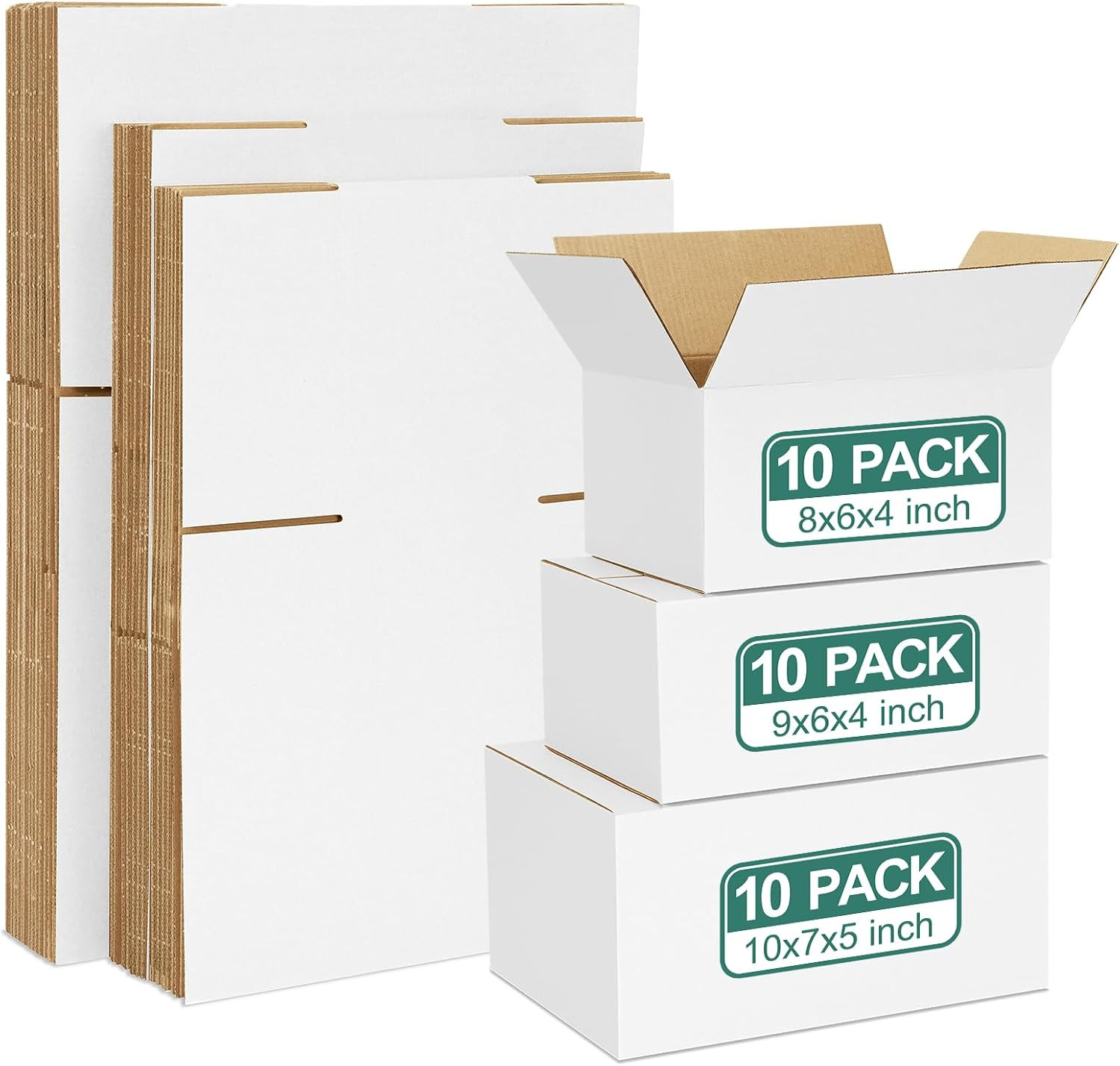 Eupako 30 Pack Small Shipping Boxes Assorted Sizes, 8x6x4 & 9x6x4 & 10x7x5 10 PC