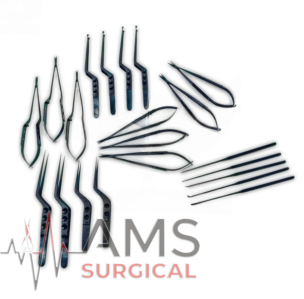 Kamiyama 21 Pcs Micro Neurosurgery Instrument Set Black Coated Top Grade A+