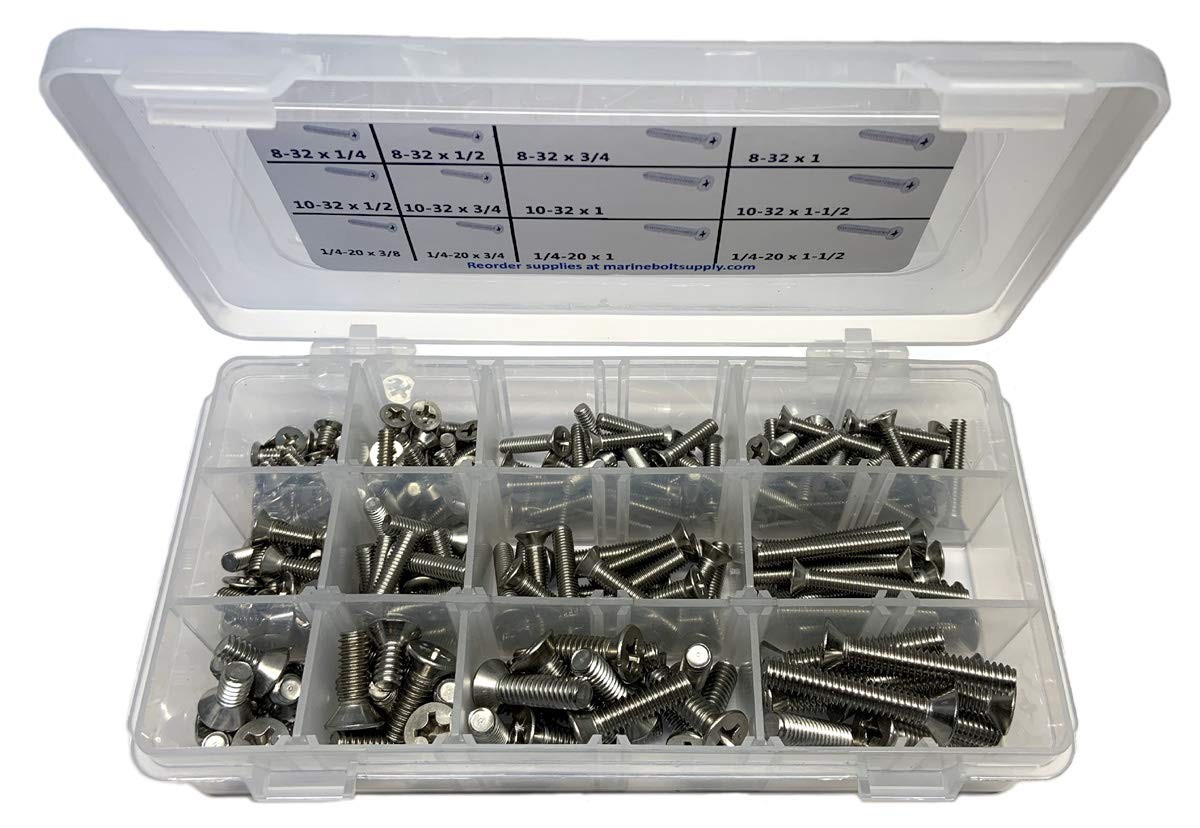 316 Stainless Steel Phillips Flat Machine Screw Kit Marine Bolt Supply
