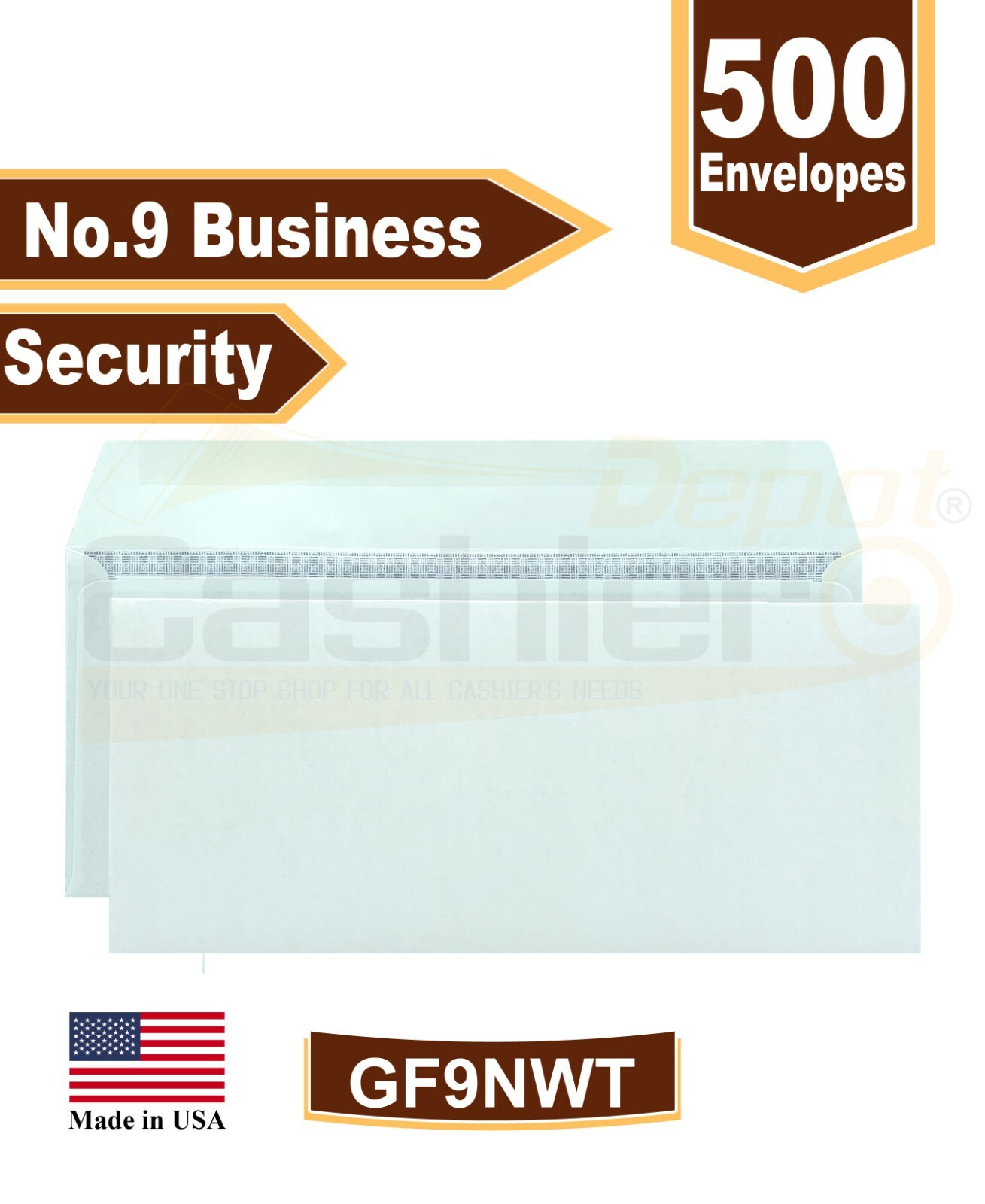 #9 Business Envelopes, 3 7/8 x 8 7/8, Tinted, Sturdy 24lb, White, Gum, 500/Box
