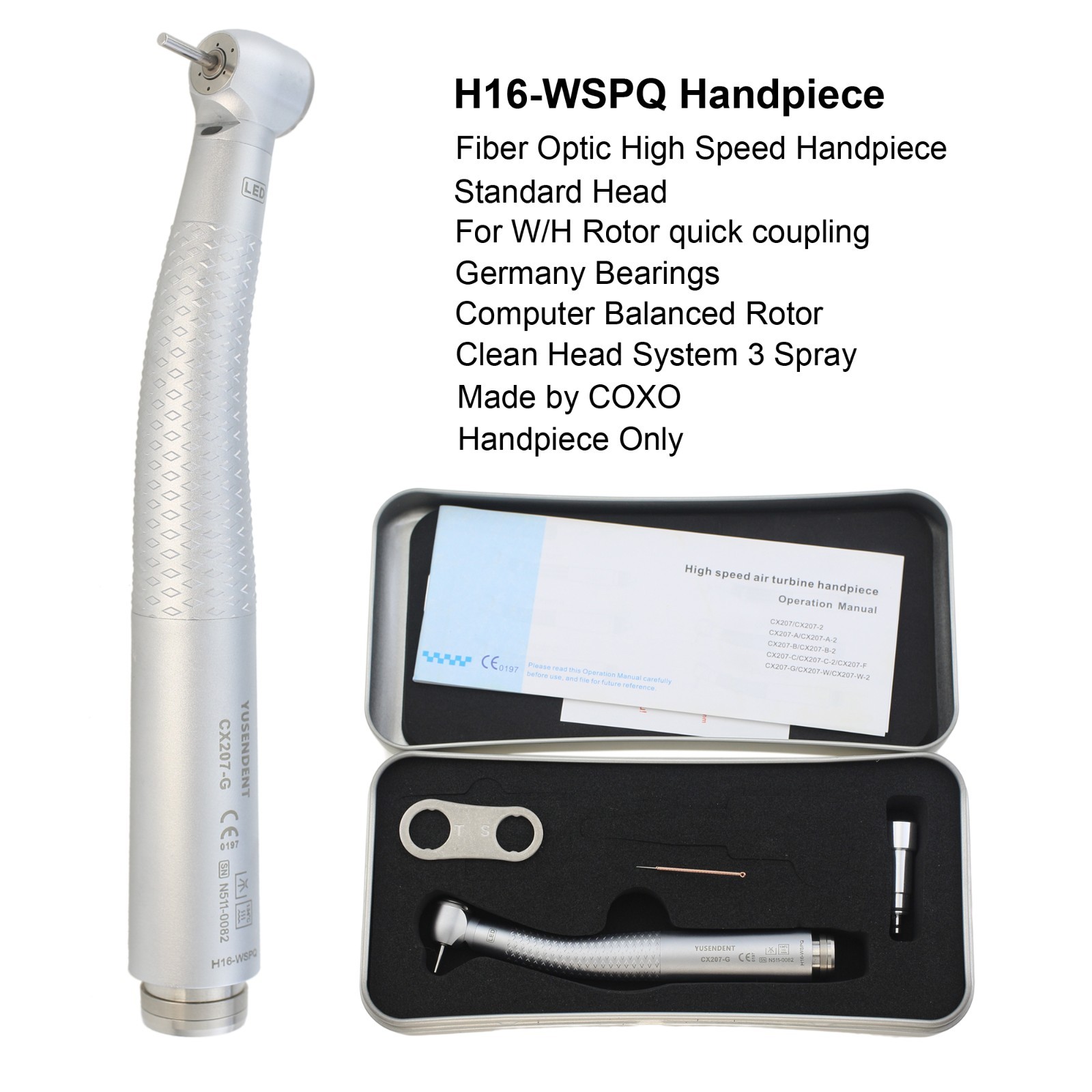 COXO Dental Fiber Optic Handpiece High Speed For W/H Roto Quick Coupler 6 Holes