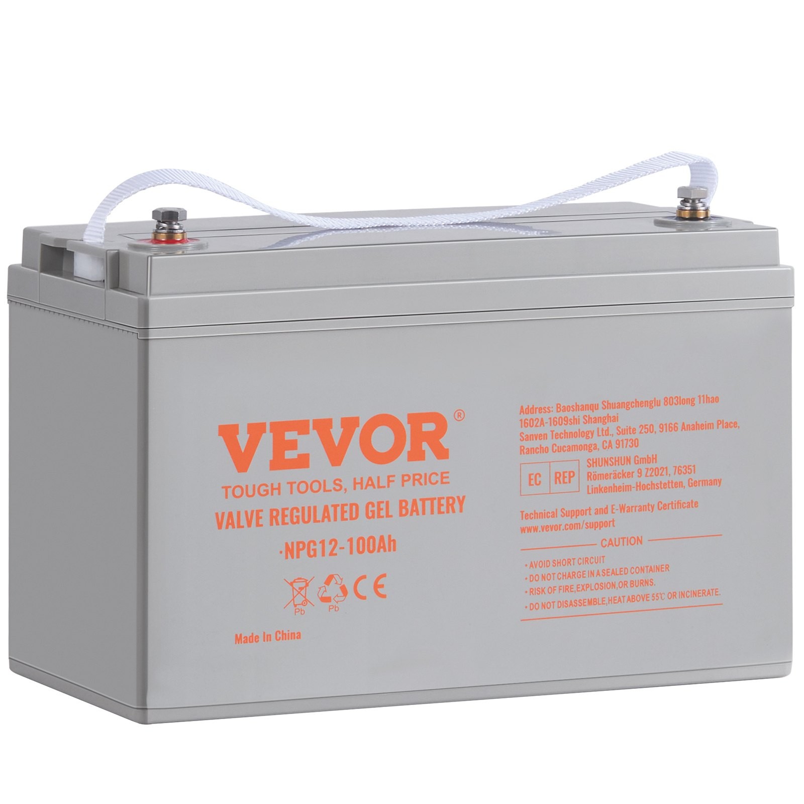 Deep Cycle Battery, 12V 100 AH, AGM Marine Rechargeable Battery, High Self-Disch