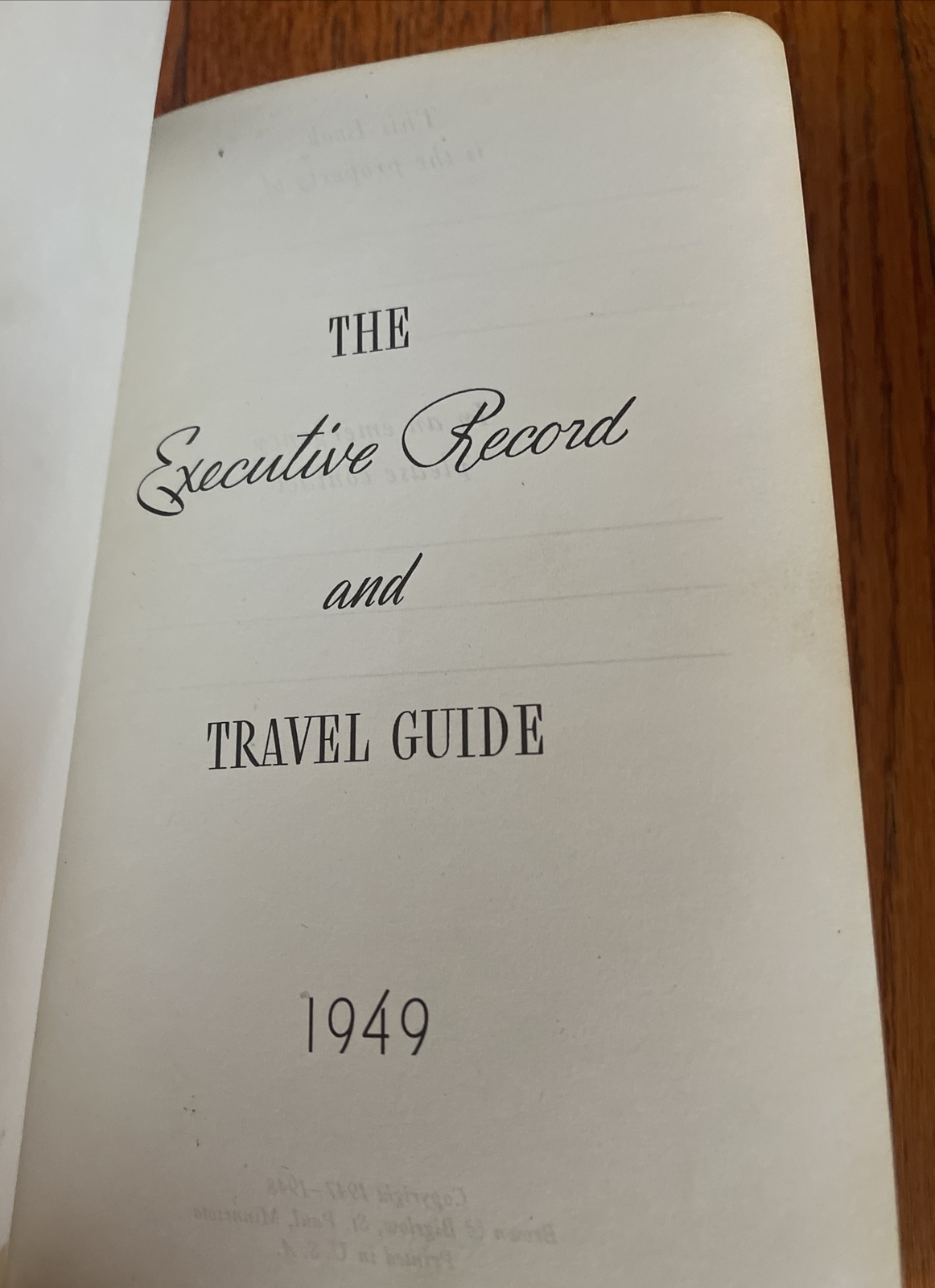 1949 THE EXECUTIVE RECORD AND TRAVEL GUIDE Brown & Bigelow DAY PLANNER New York