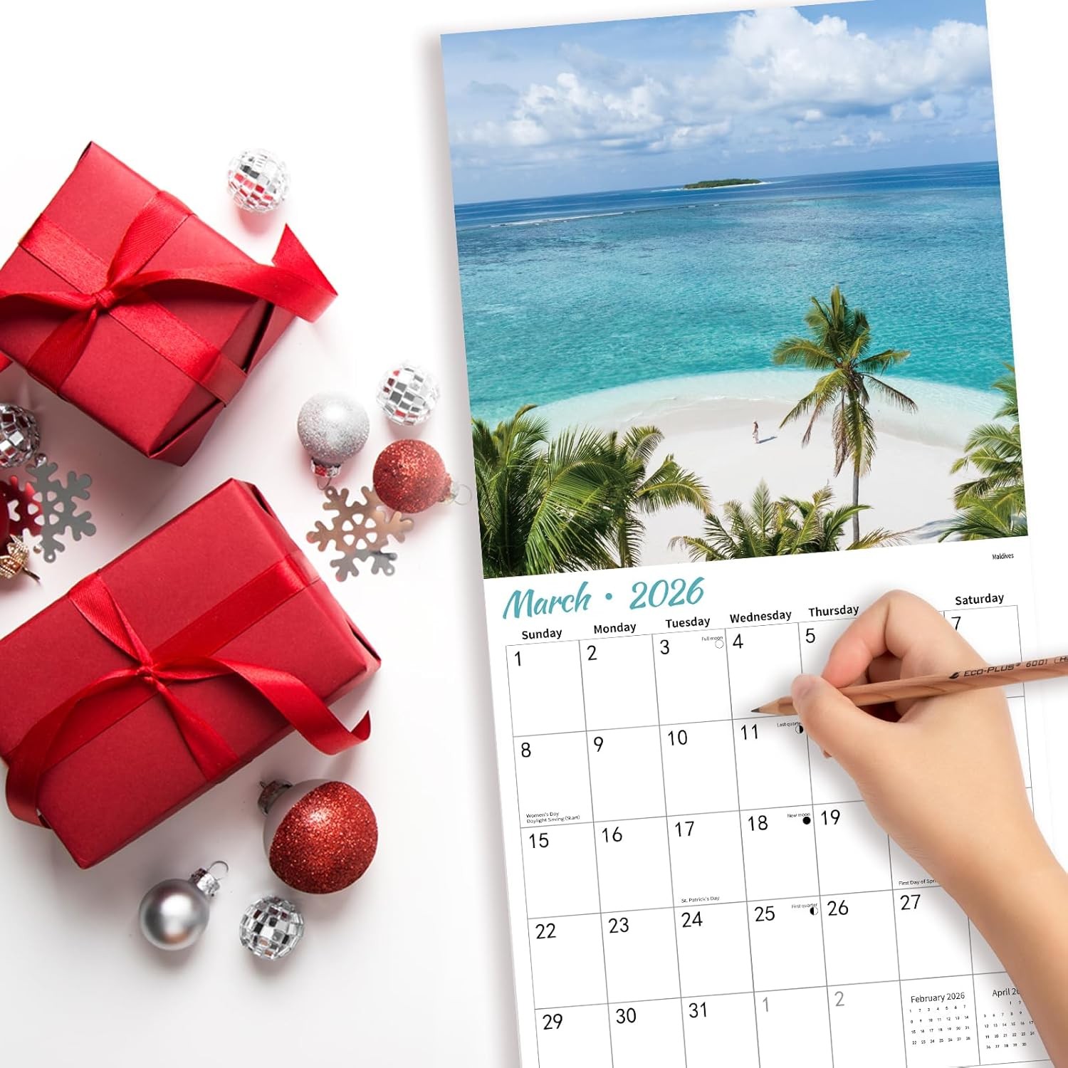 2026 Wall Calendar BEACHES, 12 Months Hangable Wall Calendars, Beach Calendars