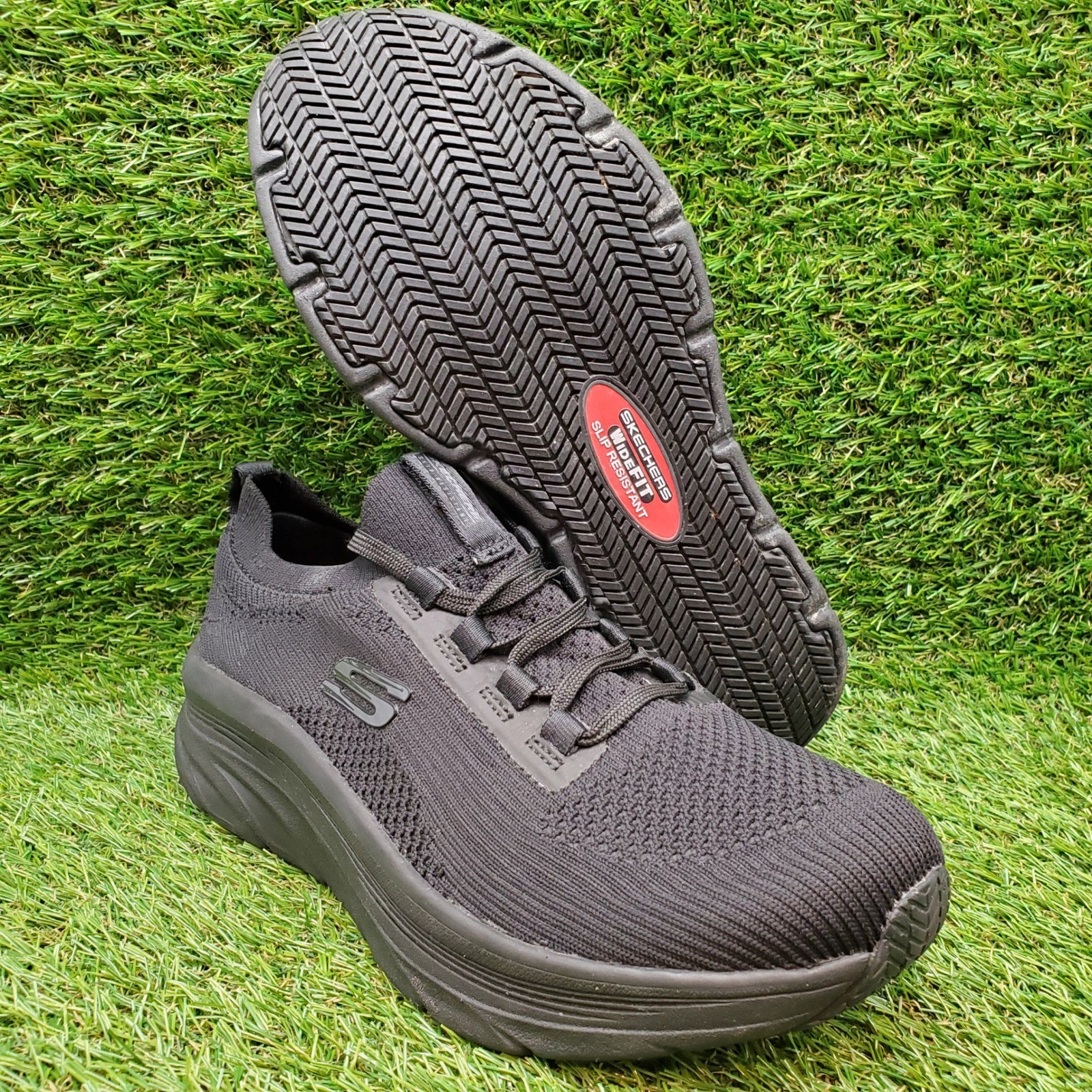 Skechers D’Lux Walker SR Ozema Slip Resistant Work Shoes Black Womens 7.5 WIDE
