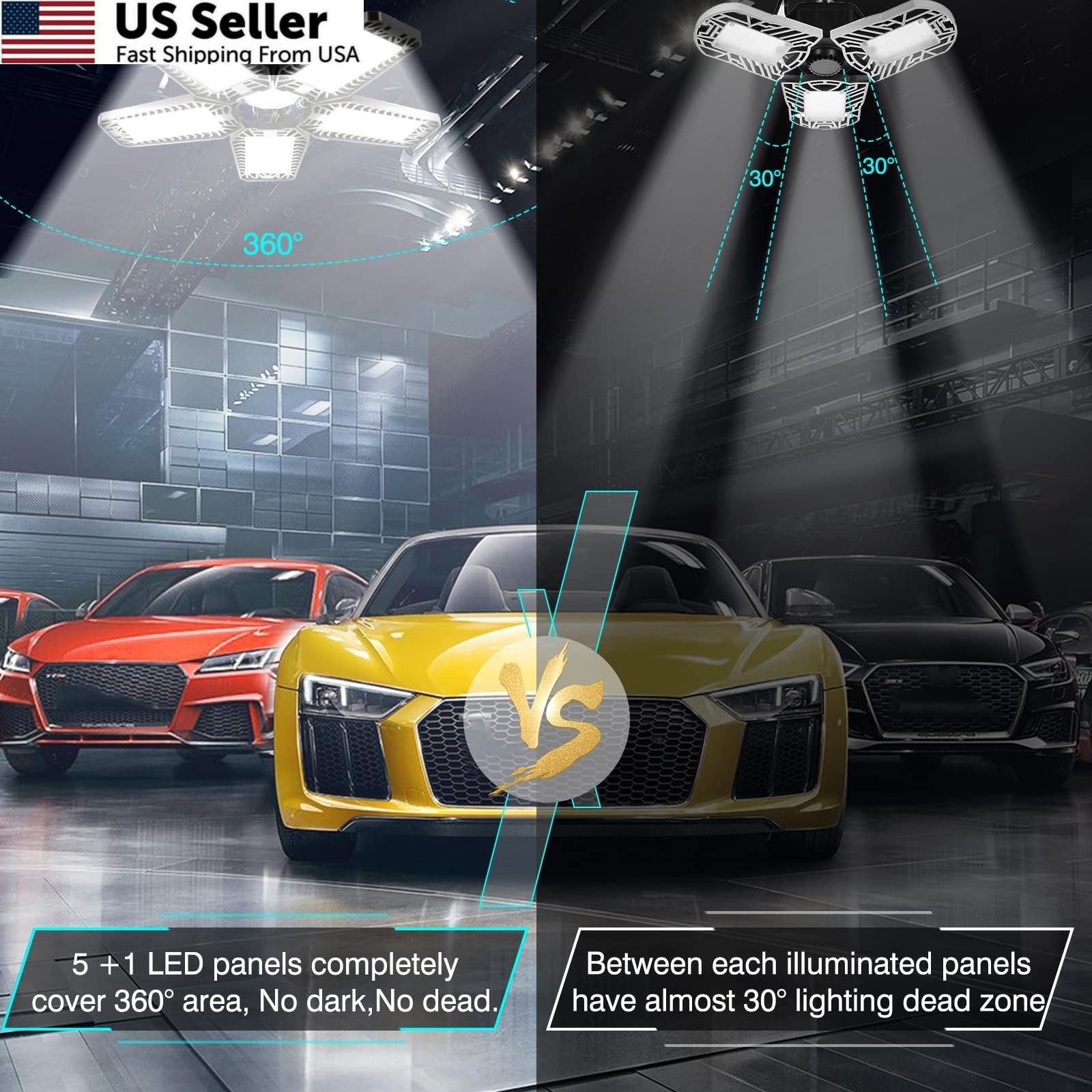 160W LED Garage Lights Deformable Panel Basement Shop E26 E27 New Fast Ship USA