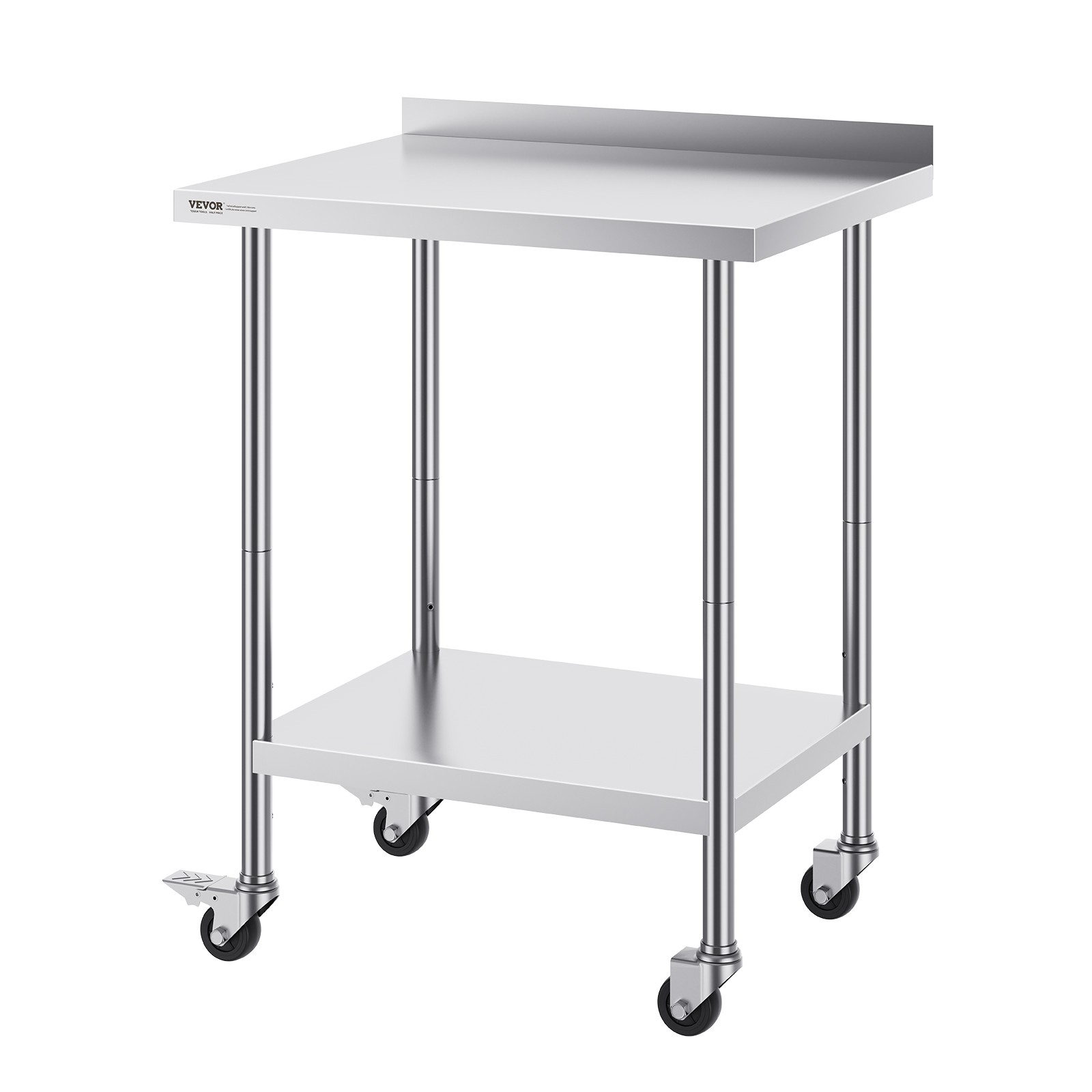 VEVOR Stainless Steel Work Table Commercial Food Prep Table 24″x30″ with Casters