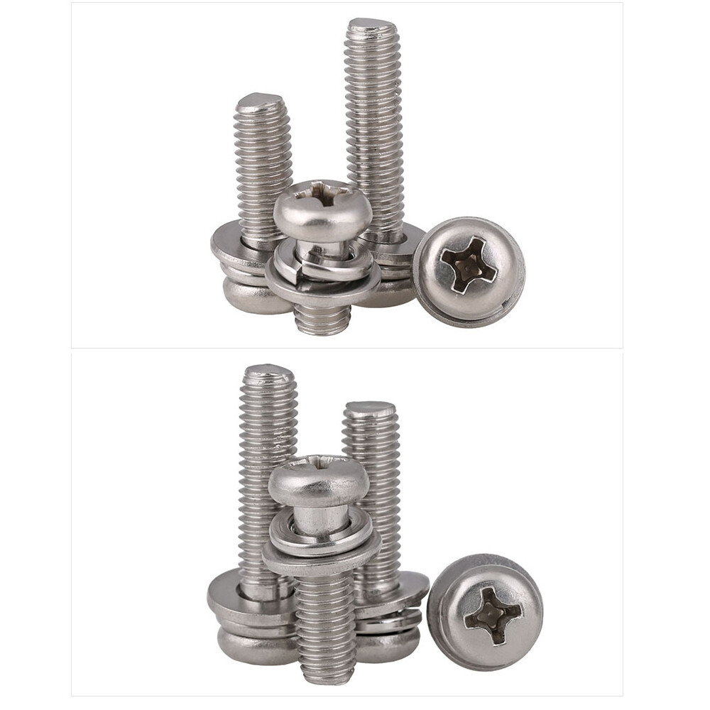 Phillips Pan Head Machine Screws Spring Washer Plain Washer M2-M10 A2 Stainless