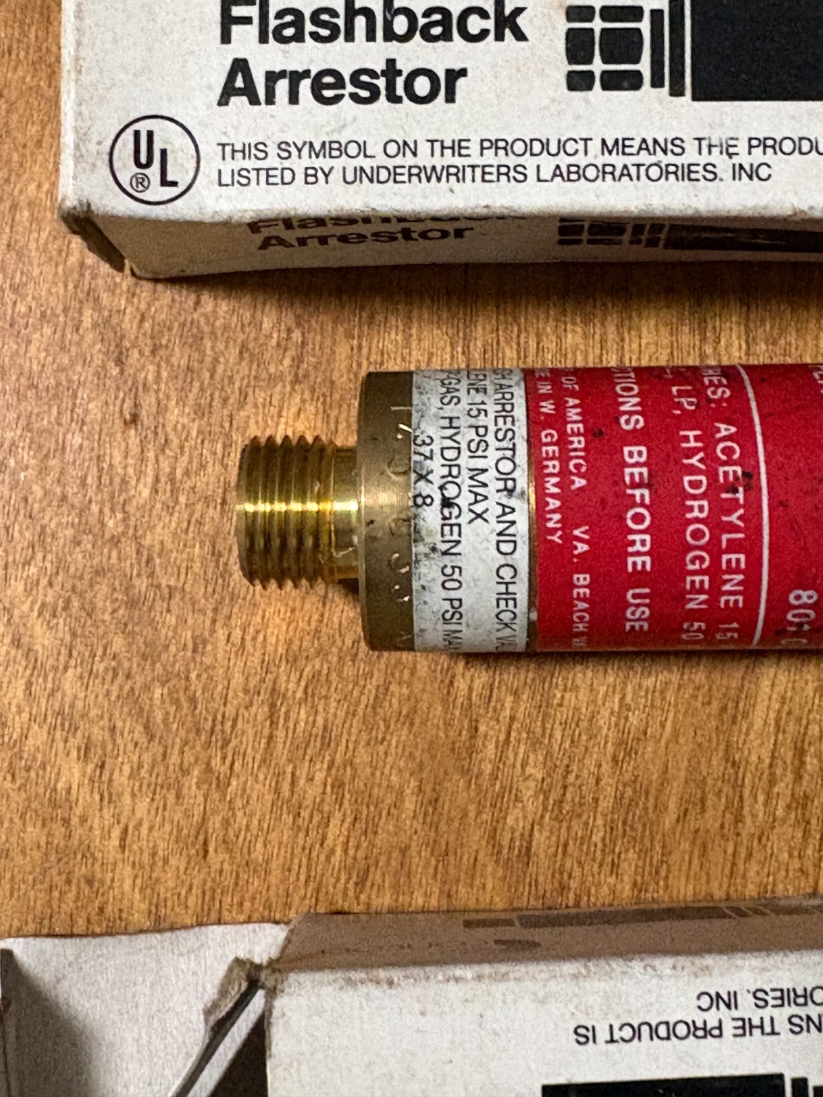 Pair of Concoa flashback arrestors, 8010539 , 8010536, oxygen acetylene unused
