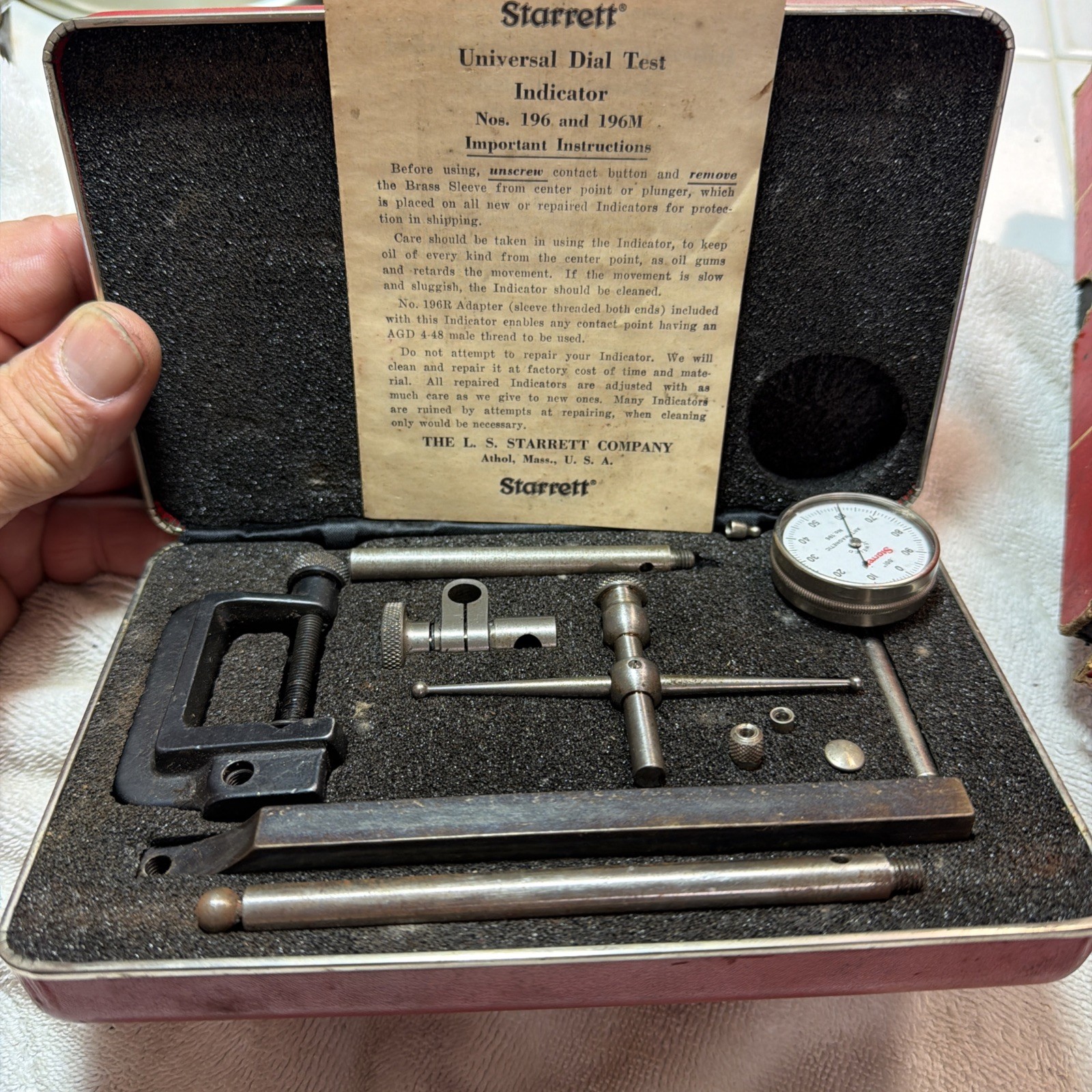 Starrett 196A Dial Indicator With Case & Original Box