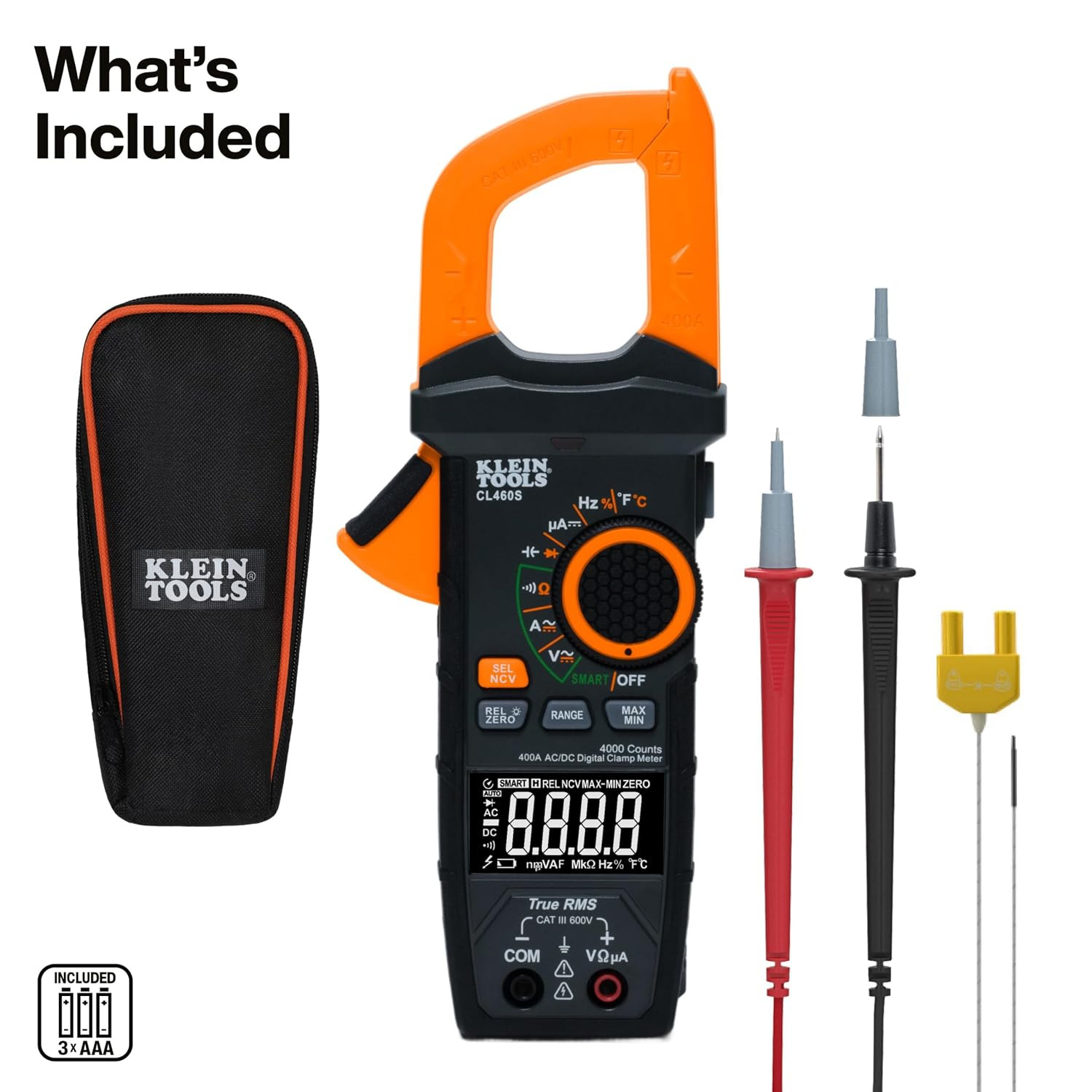 Klein Tools CL460S 400A AC/DC Auto-Ranging Smart Digital Clamp Meter with TRMS,
