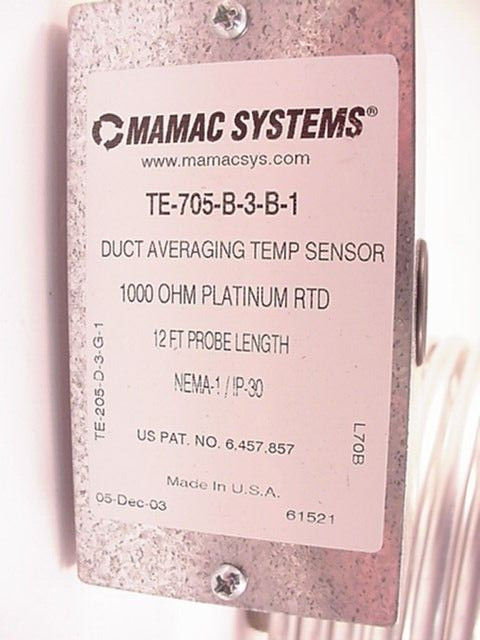 Mamac Systems TE-705-B-3-B-1 Duct Averaging Temp Sensor Ships on the Same Day