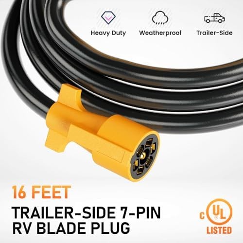 MECMO 16ft Replacement 7-Pin RV Blade Trailer Wiring Harness Plug Heavy Duty …