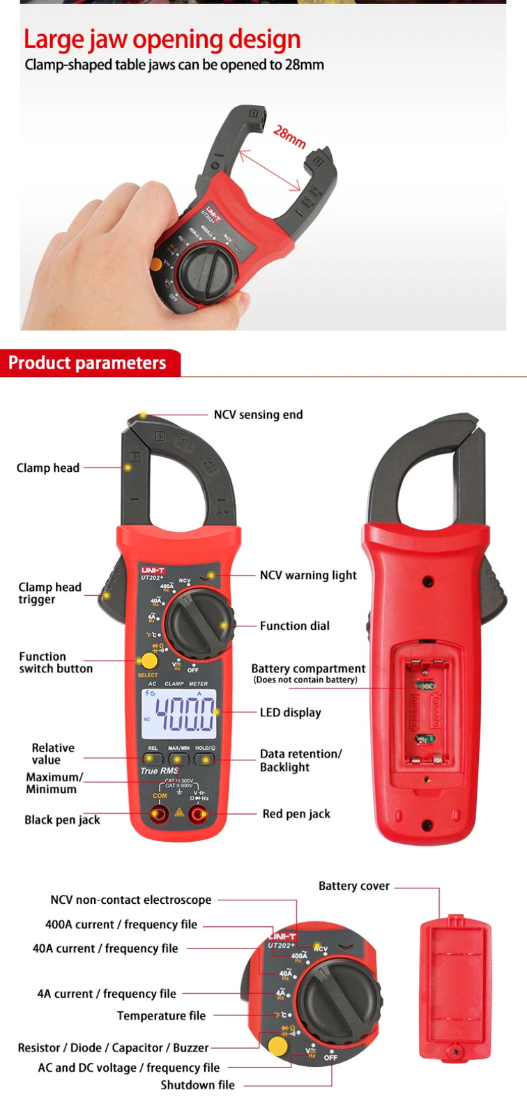 Clamp Meter Digital Tester Professional Voltmeter Pliers Ammeter Electric Tester
