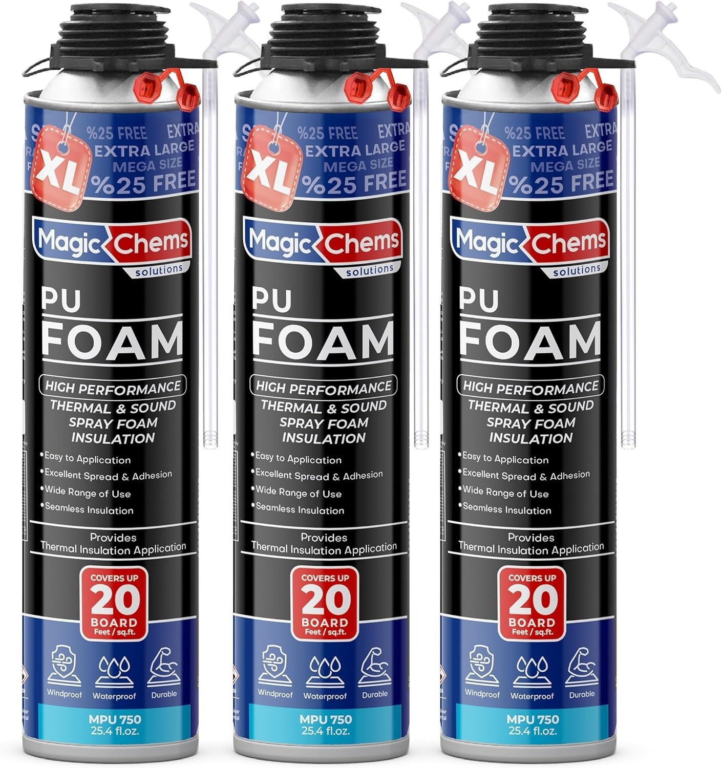 Spray Foam Insulation (3 Pack-25.4 oz) Expanding Foam Sealant