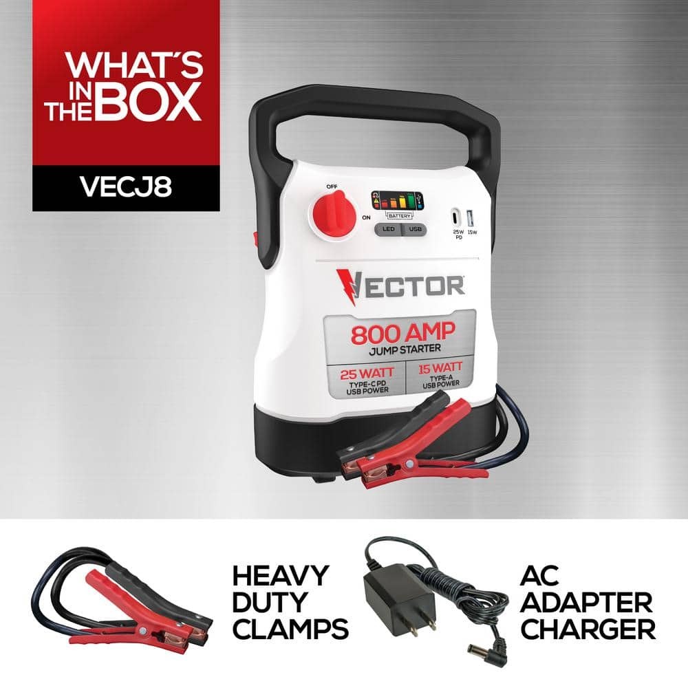 VECTOR 800 Amp Jump Starter with USB Power MISSING CHARGER