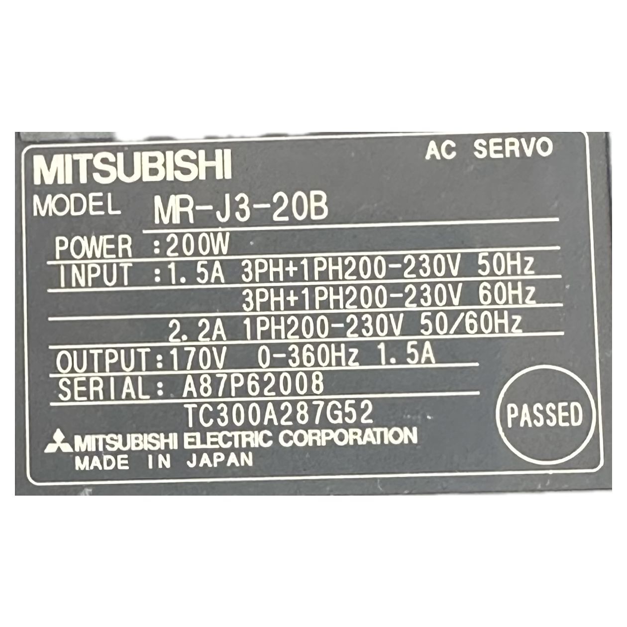 LK2760 Servo Controller Mitsubishi MR-J3-20B 200W