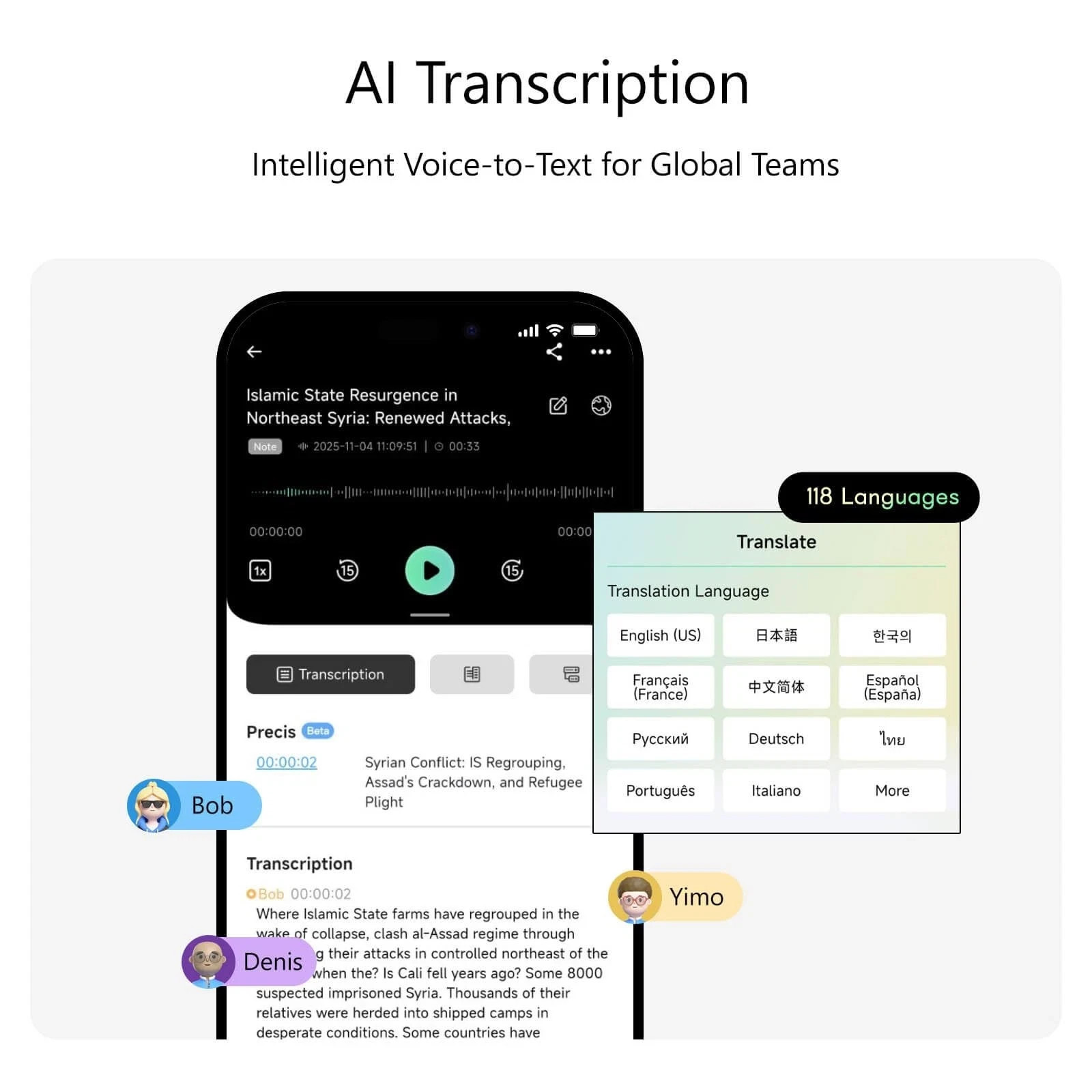 64GB ChatGPT AI Recorder, Dual Mode Calls & Meeting, 140 Languages Voice to Text