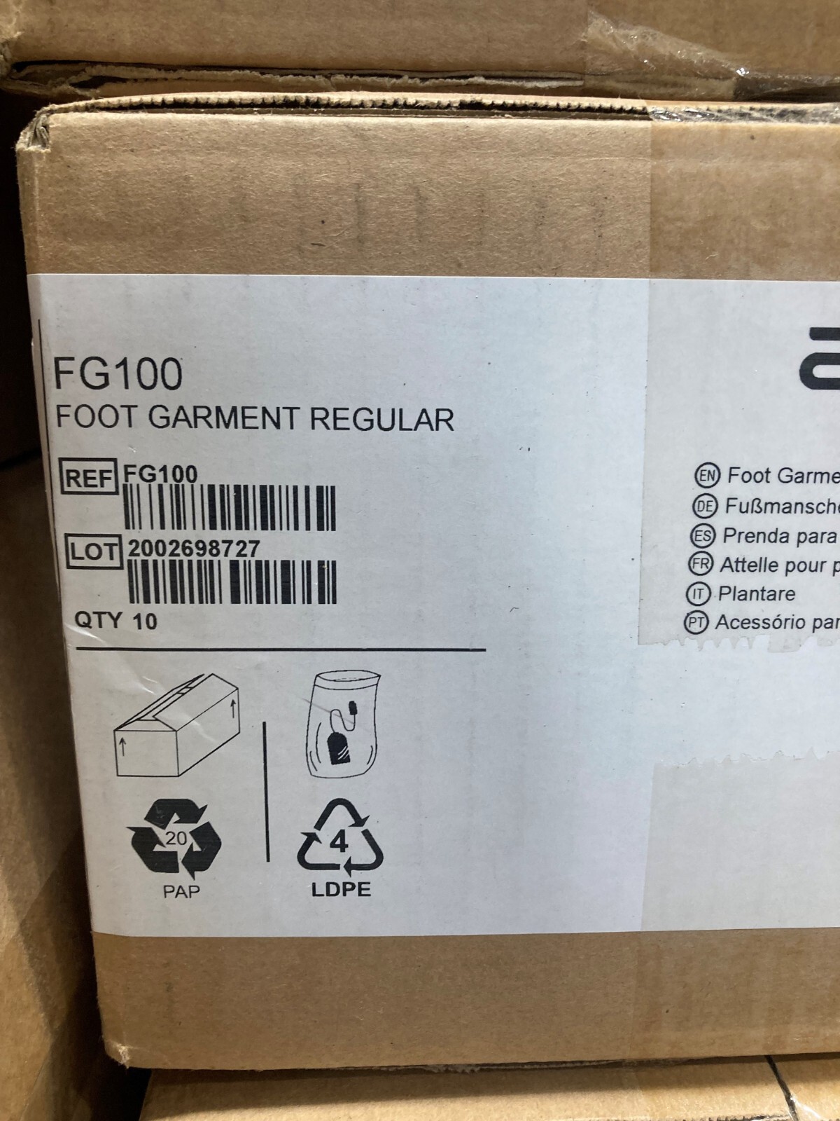 *Case of 10* Arjo FG100 Foot Garment Regular (M: 7, F: 9)