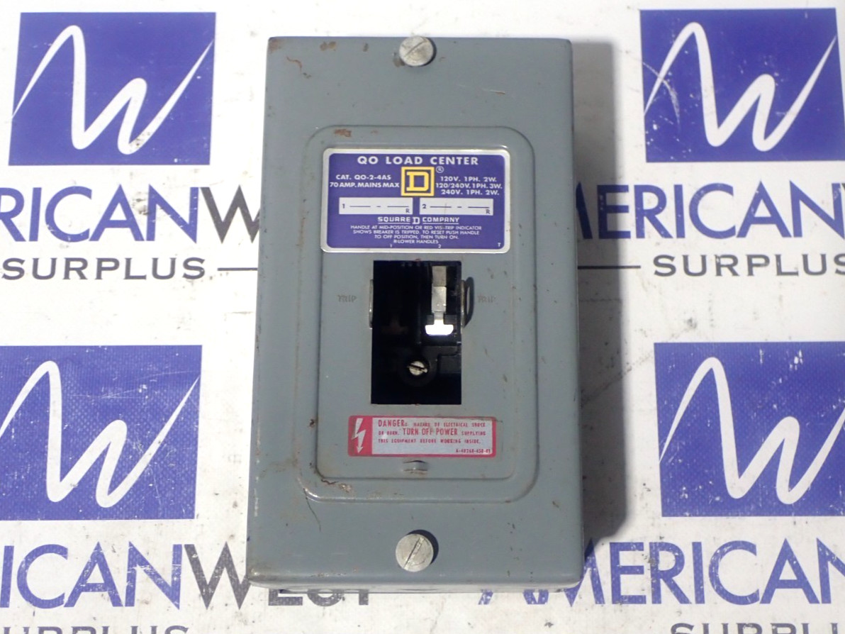 Square D QO-2-4AS QO24AS Single Phase 70 Amp 120/240 Volt QO Load Center