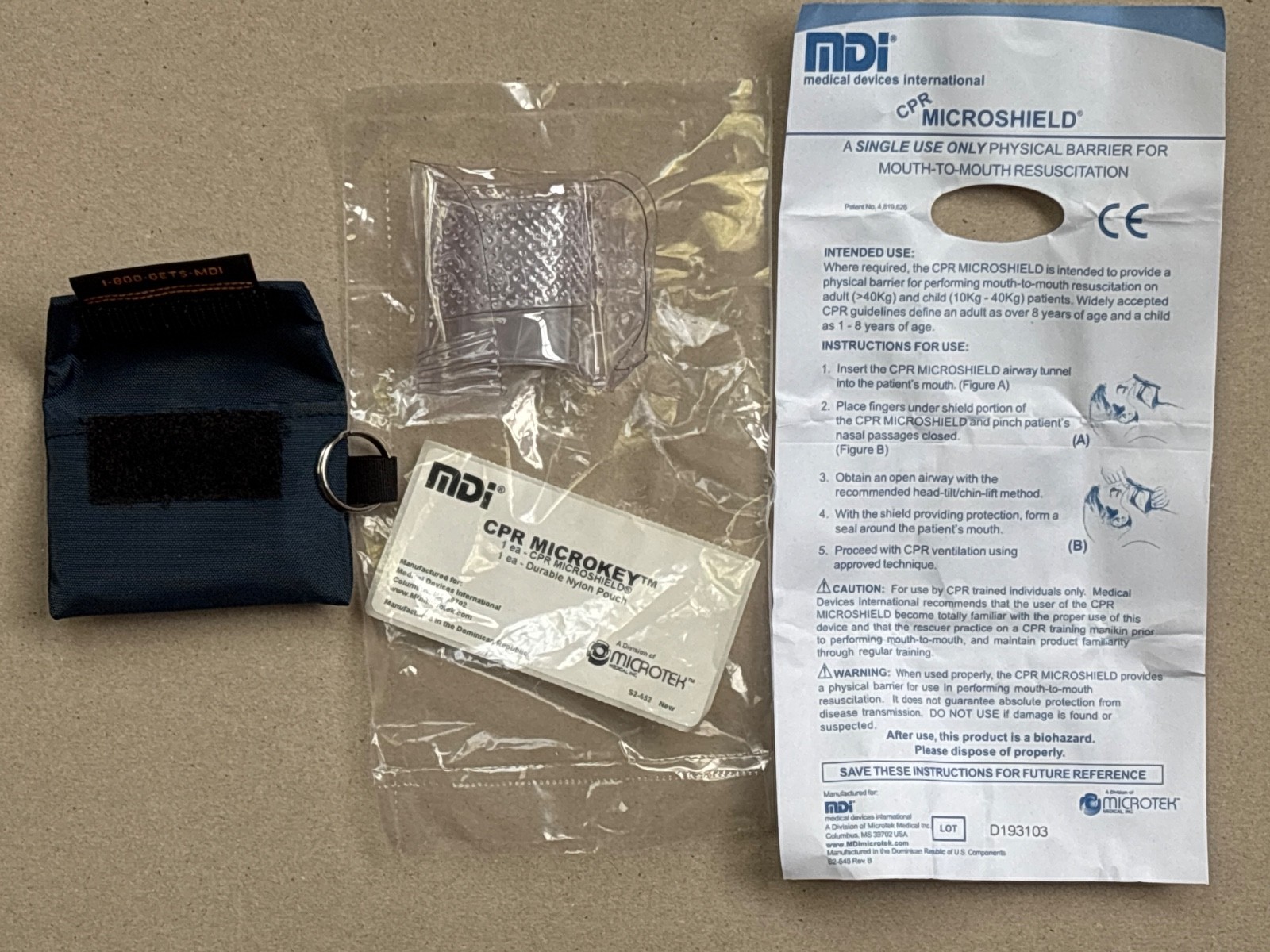 MDI MicroKey CPR Safety Microshield SEALED set of 4