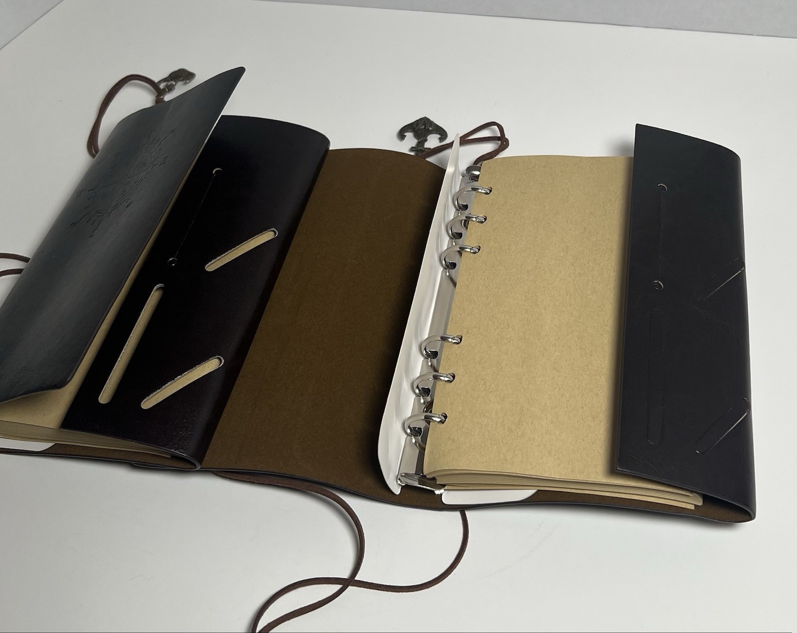 Vintage Leather Journal Notebook Lot Of 2 Nautical Compass Anchor BLANK – READ*
