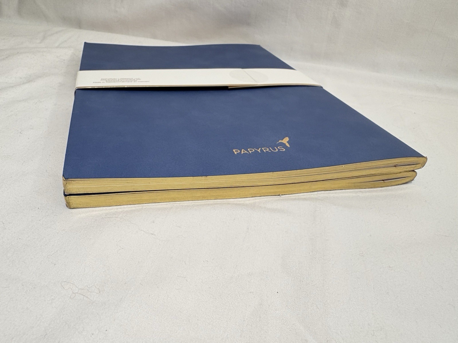 Papyrus Set of 2 Stitched Journals, 80 Lined Pages Blue Gold Bird Accent GIFT