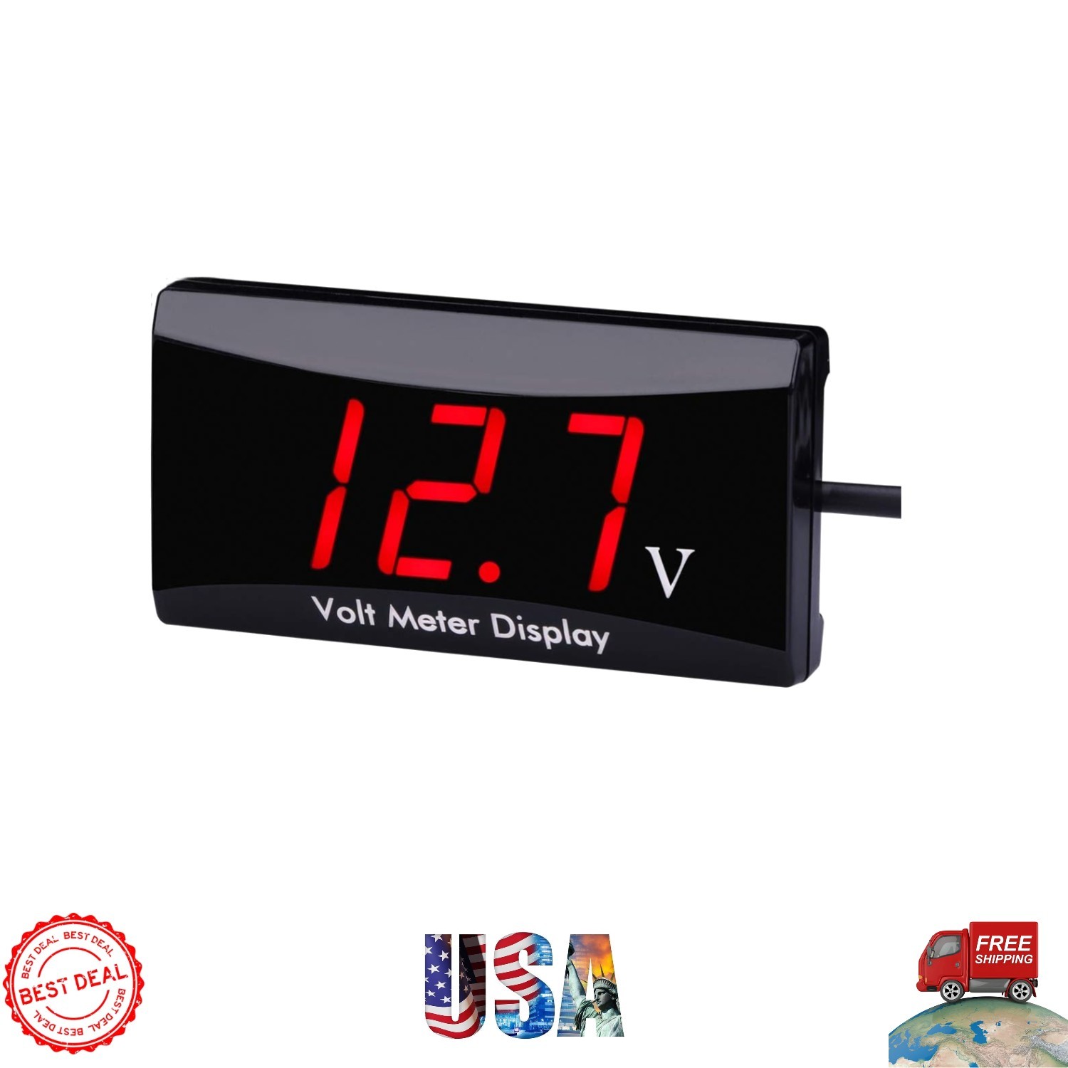 Waterproof 8V-16V Car Digital Voltmeter – LED Display for Real-Time Monitoring