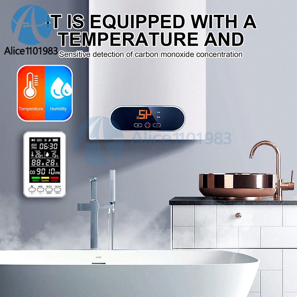 5-in-1 Portable Carbon Monoxide Alarm Temperature Humidity Air quality Tester