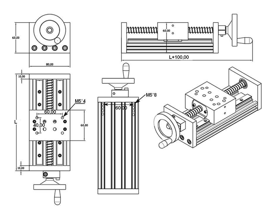 Manual 22-132lbs Ballscrew Linear Motion Stage Double Guides 12»CNC Slide Table