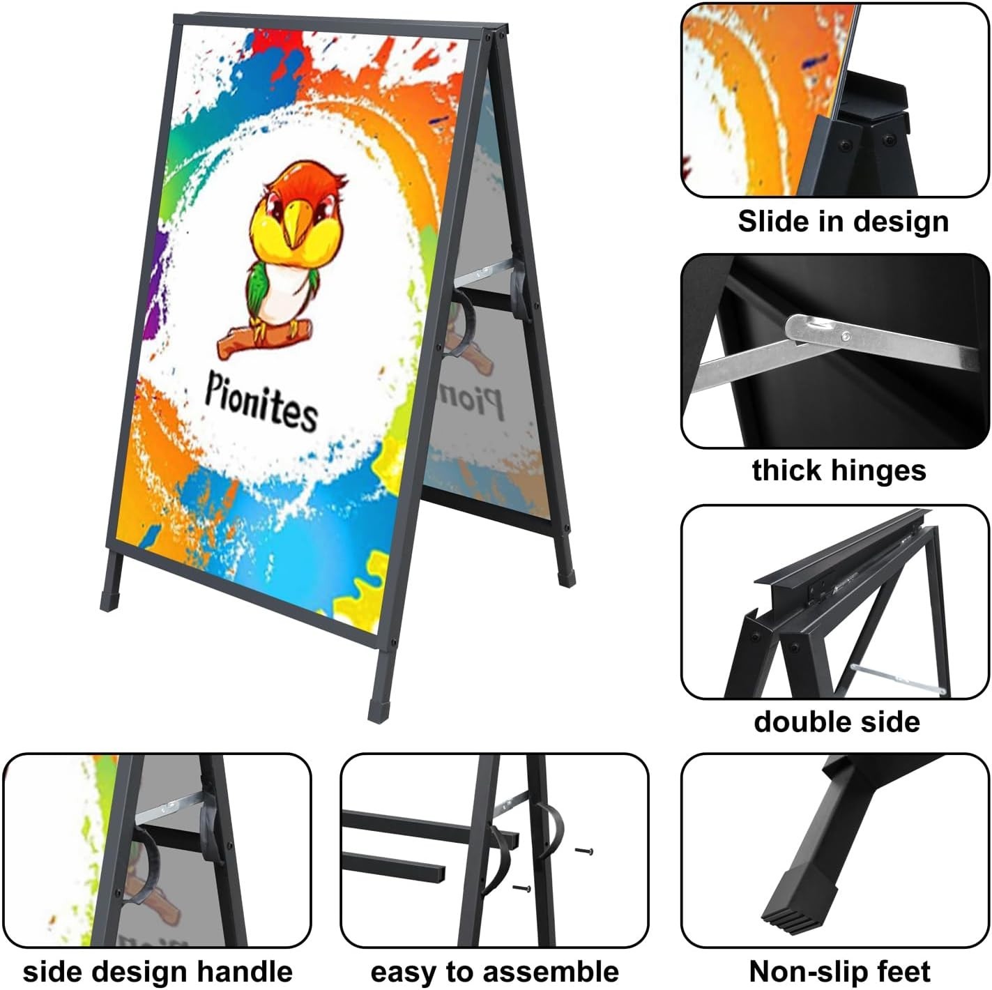 Weather-Resistant A Frame Sign Holder for 24×36 Posters – Portable Display