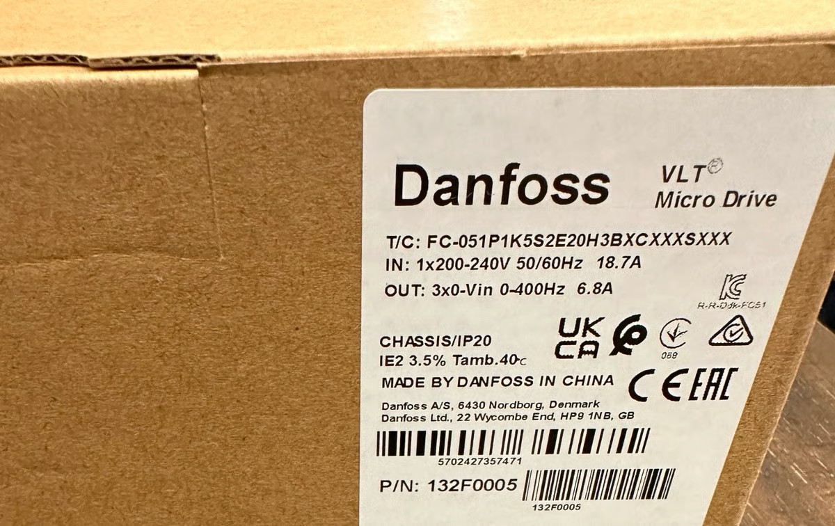 1PC-Danfoss 132F0005 FC-051P1K5S2E20H3BXCXXXSXXX 1.5KW/2.0 HP Micro Drive FC-51