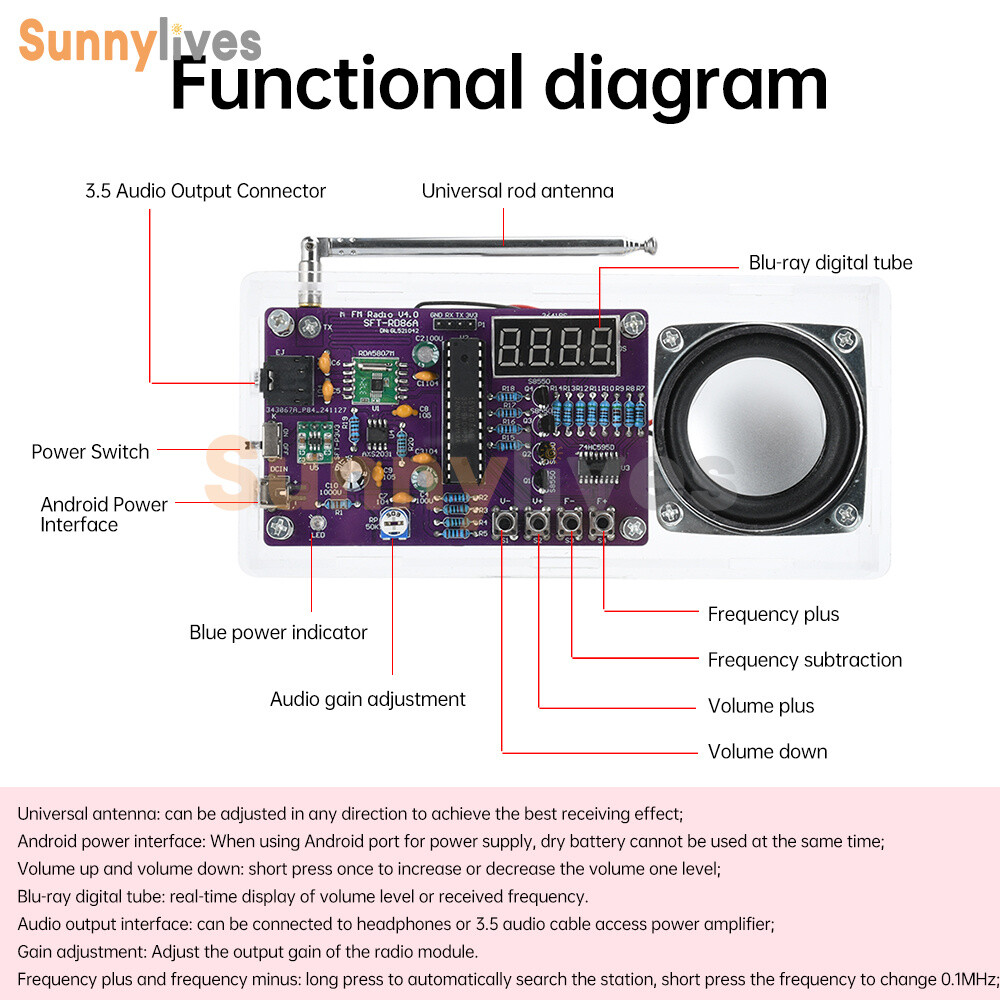 Digital Tube FM Radio Electronic Kit DIY Soldering Practice Kit 87.5MHz~108MHz