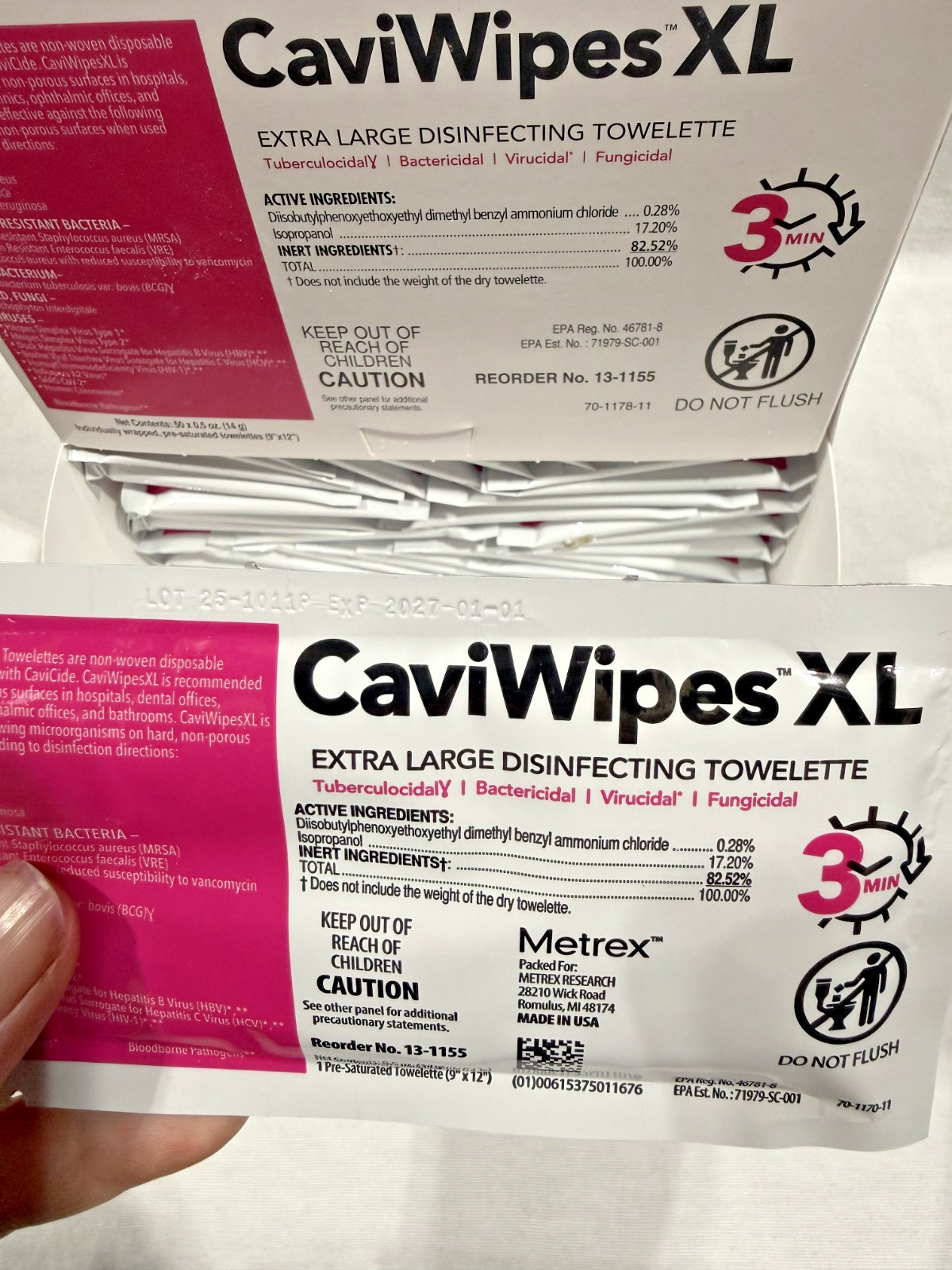 Metrex CaviWipes XL Disinfecting Wipes 50 Count Canister Hospital Medical New