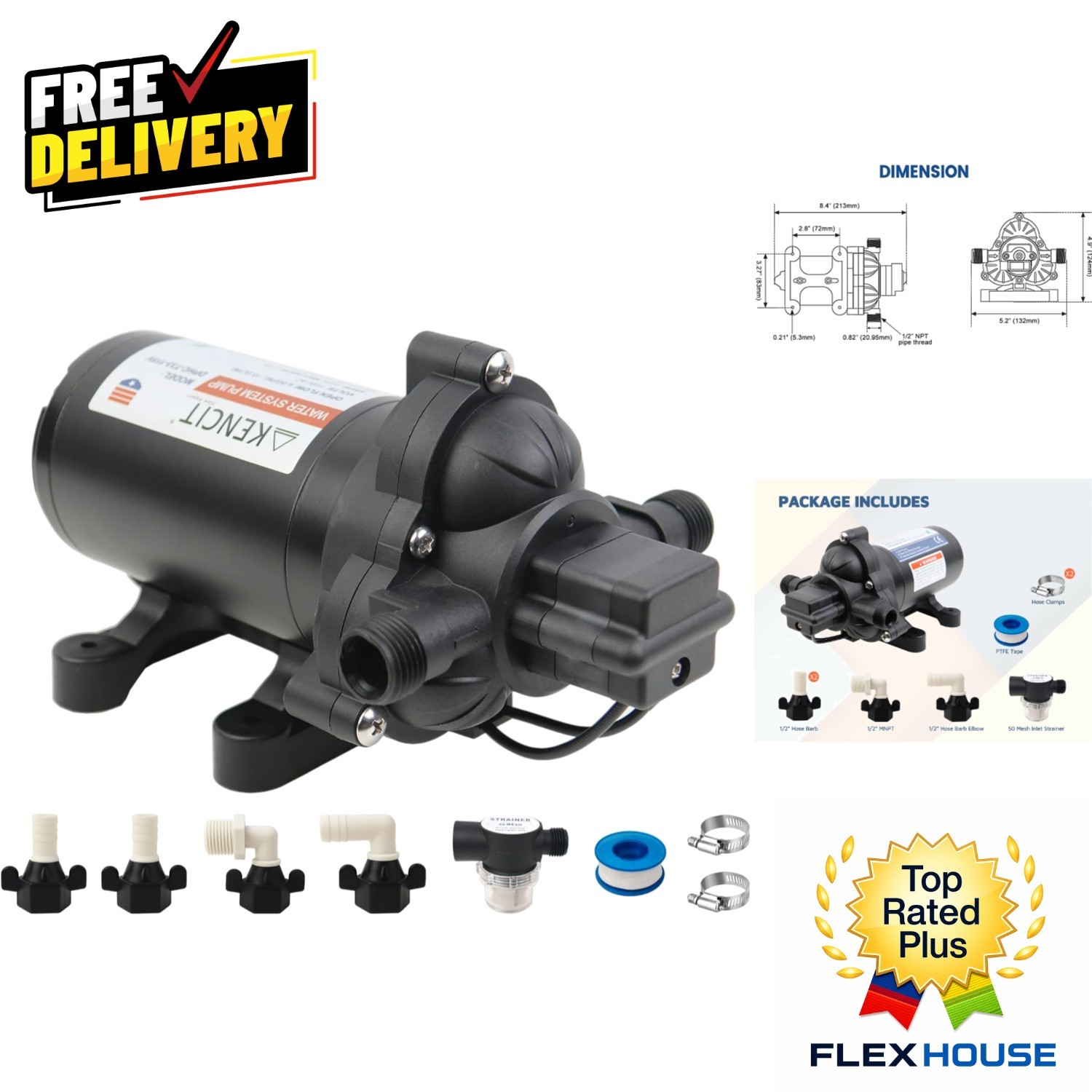 Versatile 12V Diaphragm Pump with 4.0 GPM Flow – Perfect for Home & Garden Use
