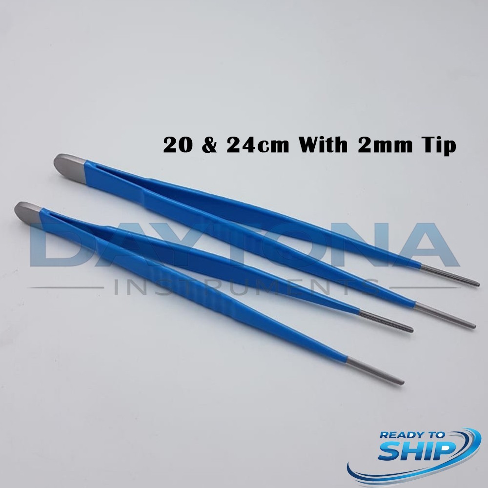 DeBakey Tissue Forceps Set of 2 Pcs 20 & 24cm With 2mm Tip Insulated Instruments