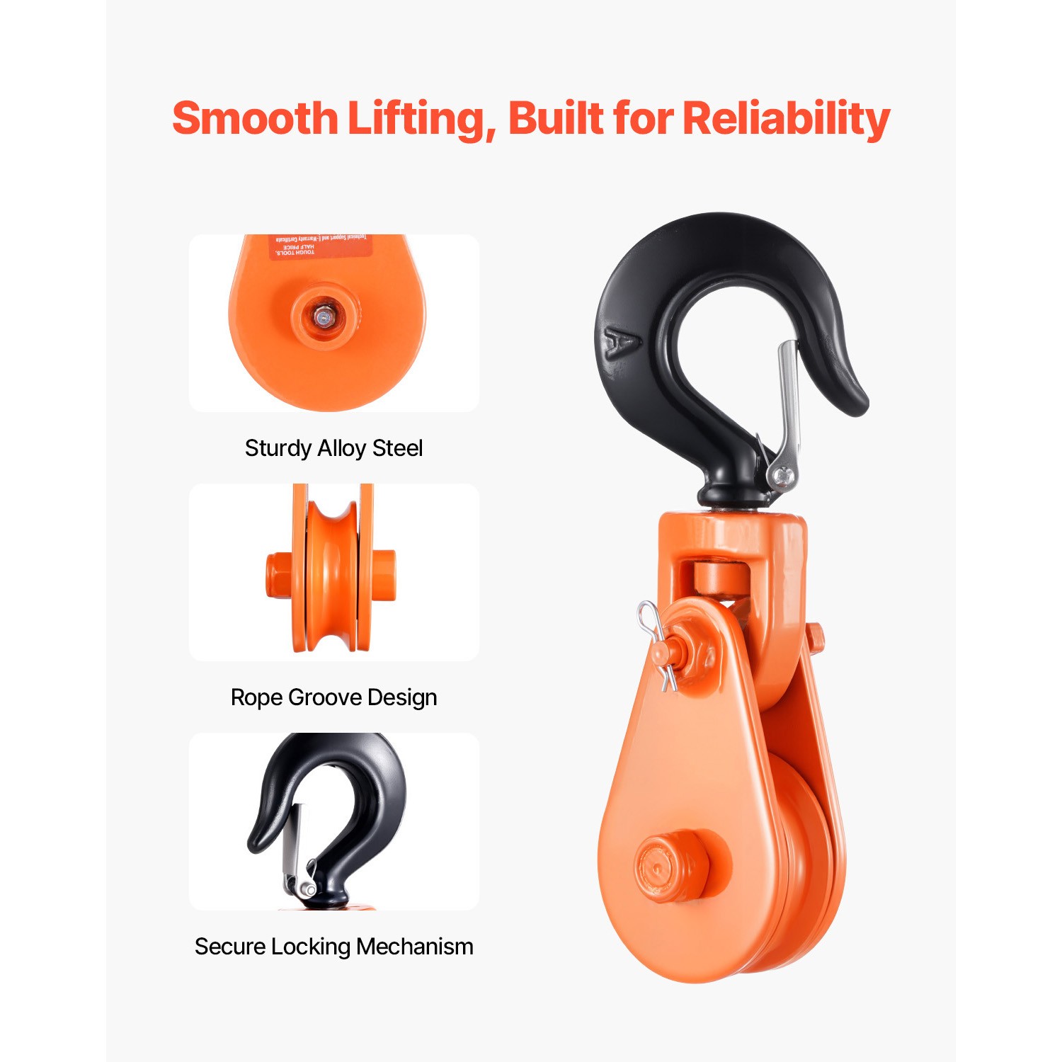 2 Ton Snatch Block with Swivel Hook 3″ Sheave 3/8″ Wire Rope Wrecker Rollback