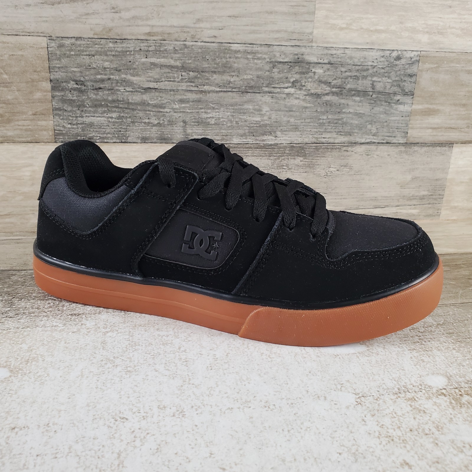 DC Pure Mens Work Shoes Sz 7 W Black Gum Composite Toe Lace Up Round Toe Sneaker