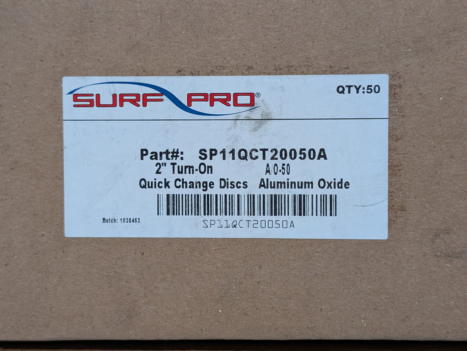 Surf Pro SP11QCT20050A Quick Change Discs, 2″ Turn-On, Aluminum Oxide, 50 Ct Box