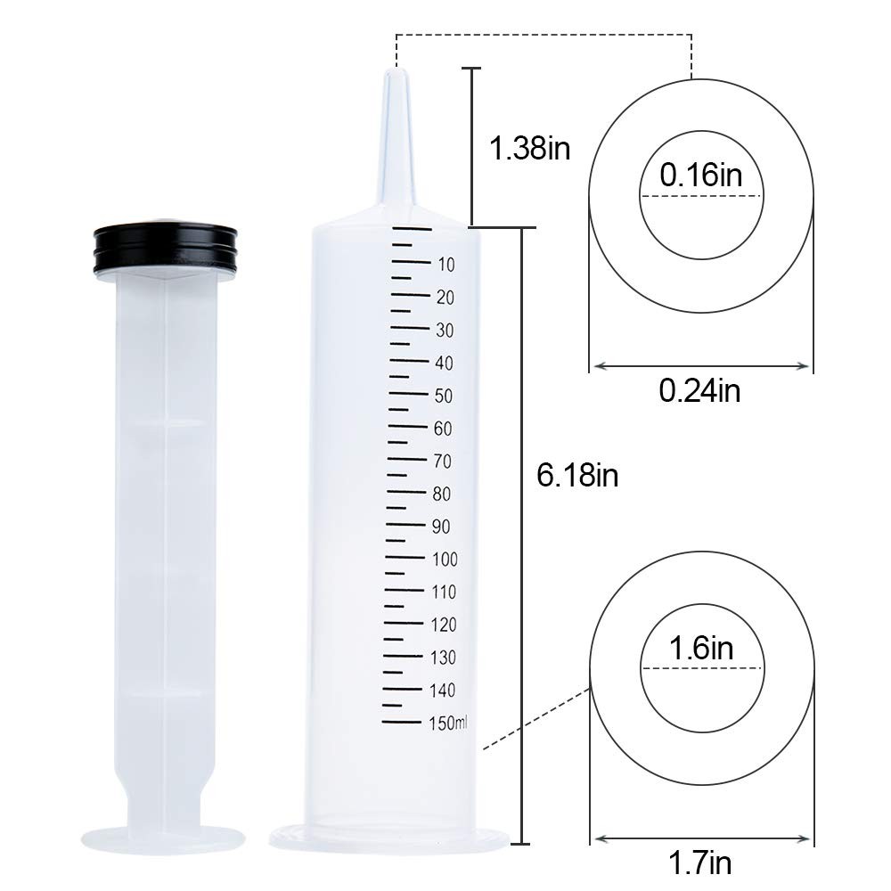 4 Pack 150ml Syringe with Tip Adapter, Large Plastic Garden Industrial…